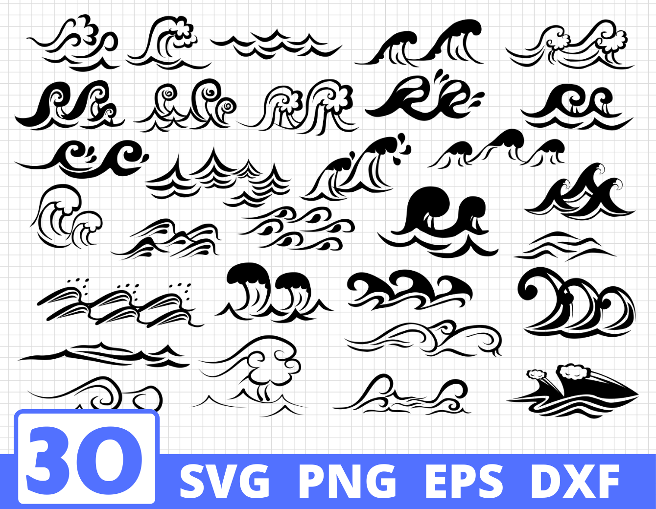 Download Waves Silhouette Svg Bundle Wave Clipart Wave Cut File By Svgocean Thehungryjpeg Com