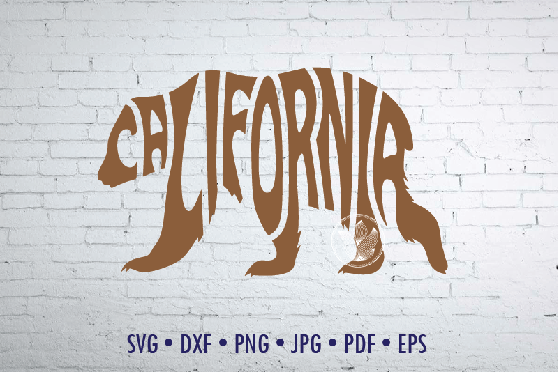 California Word Art Design In Bear Shape Svg Dxf Eps Png Jpg By Prettydd Thehungryjpeg Com