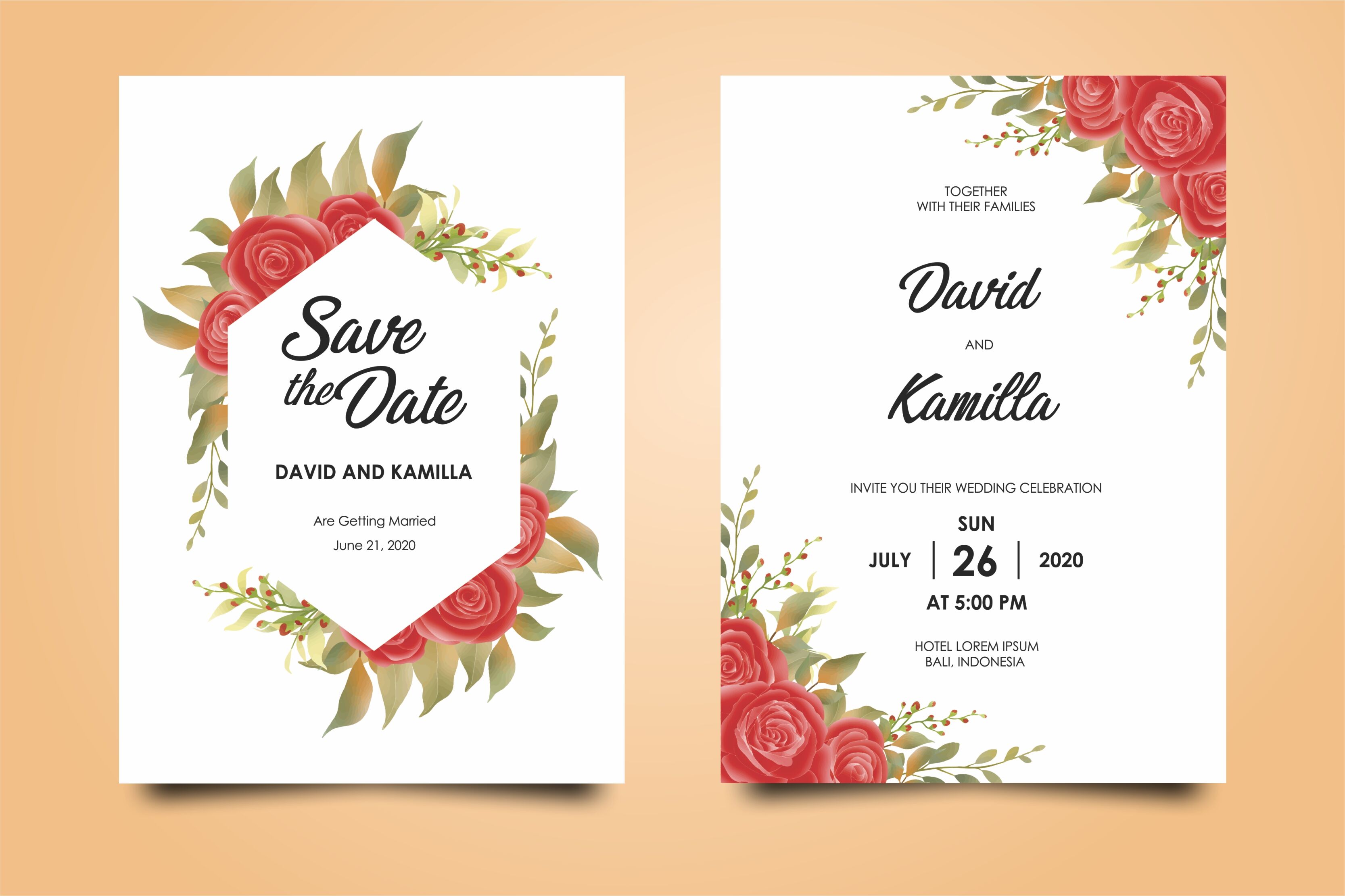 Beautiful Watercolor Wedding Invitation Card Templates By Bintstudio Thehungryjpeg Com