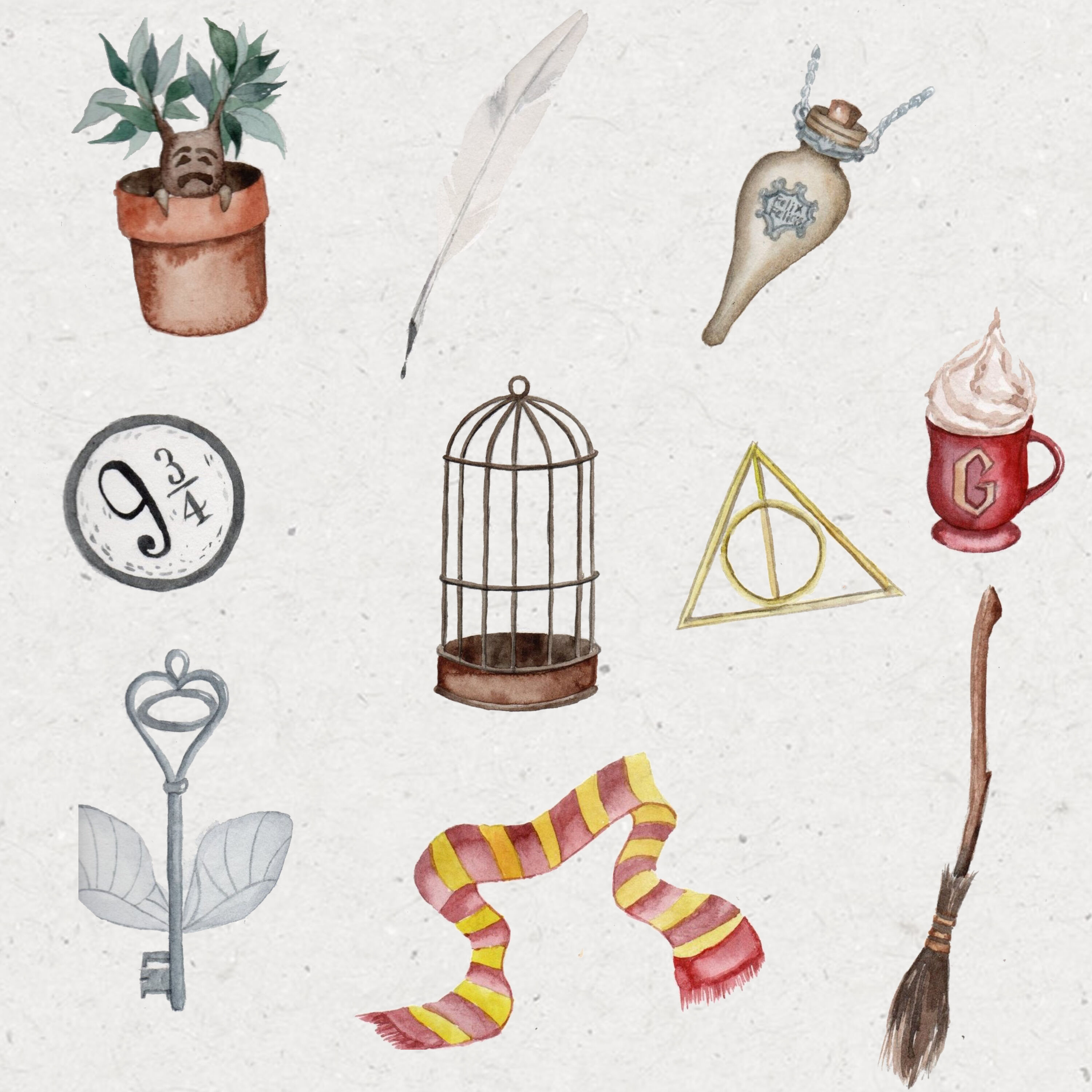 Harry Potter illustrations,icon,hand-painted elements,magic,movie By ...