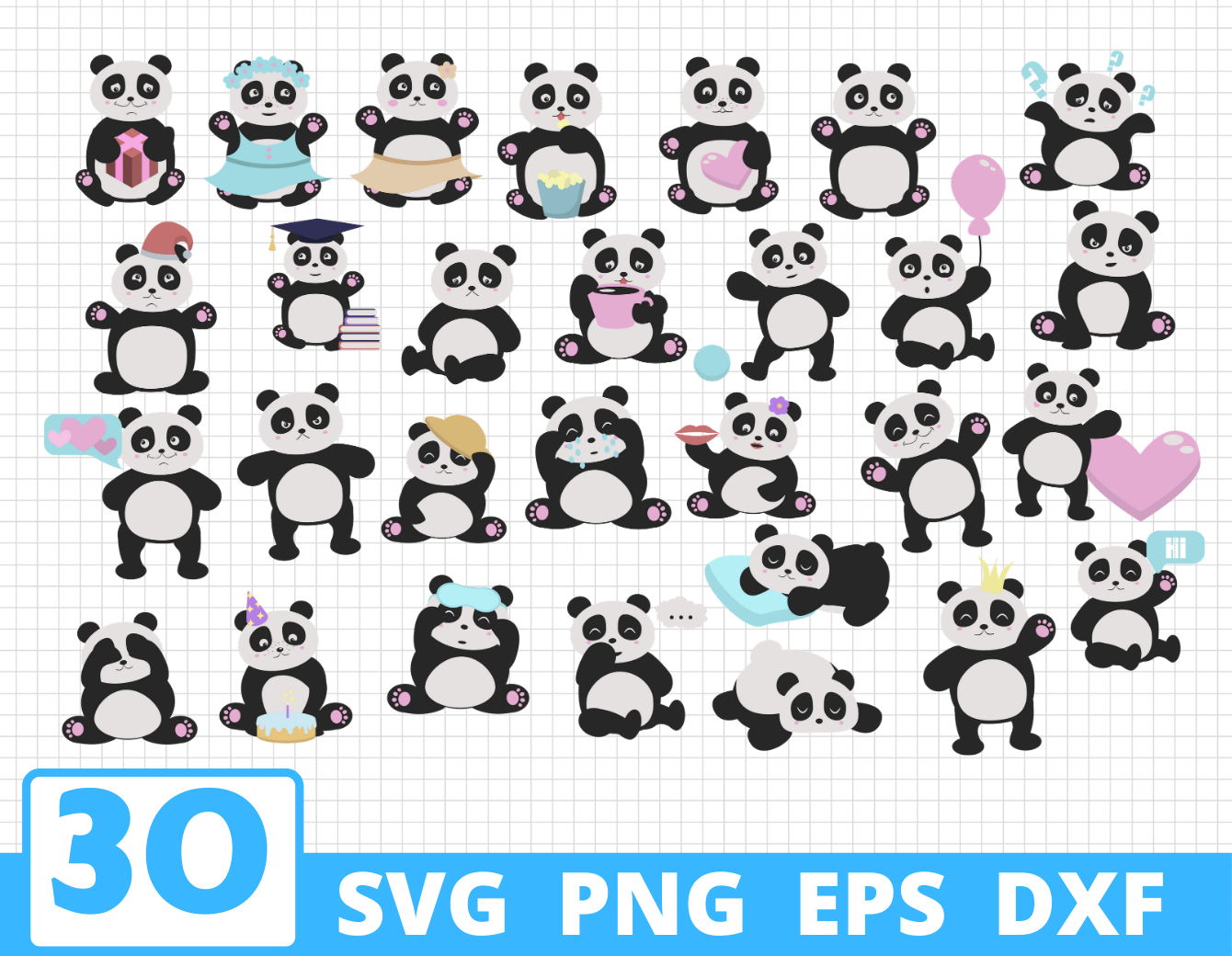 Download Panda Svg Bundle Cartoon Pandas Cricut Bear Clipart By Svgocean Thehungryjpeg Com