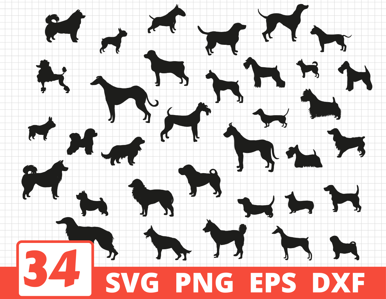 DOGS SILHOUETTE SVG BUNDLE | Dog breeds cricut | Dog clipart By