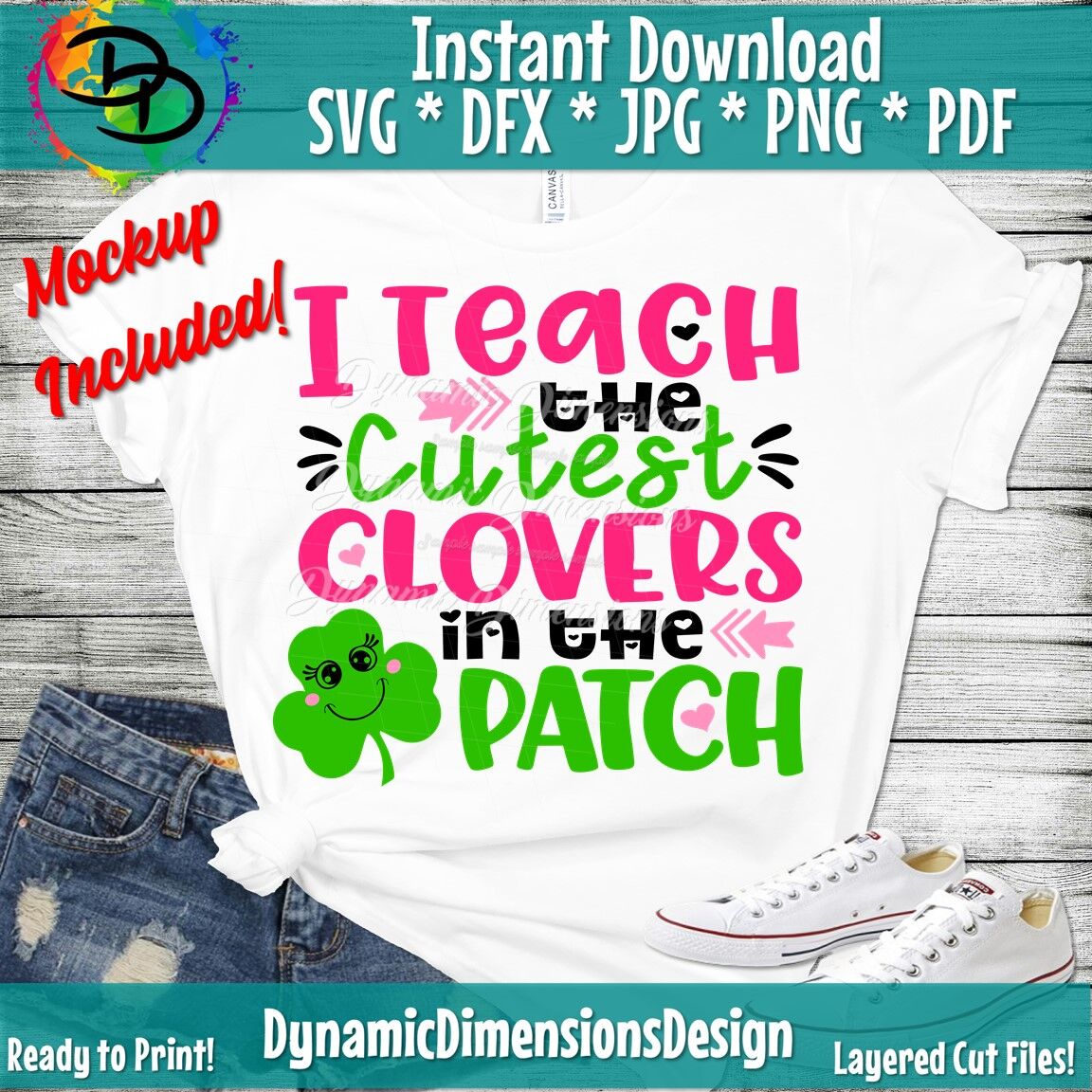 Teacher Svg, St. Patrick's Day Svg, Cutest Clovers in the patch, Shamr