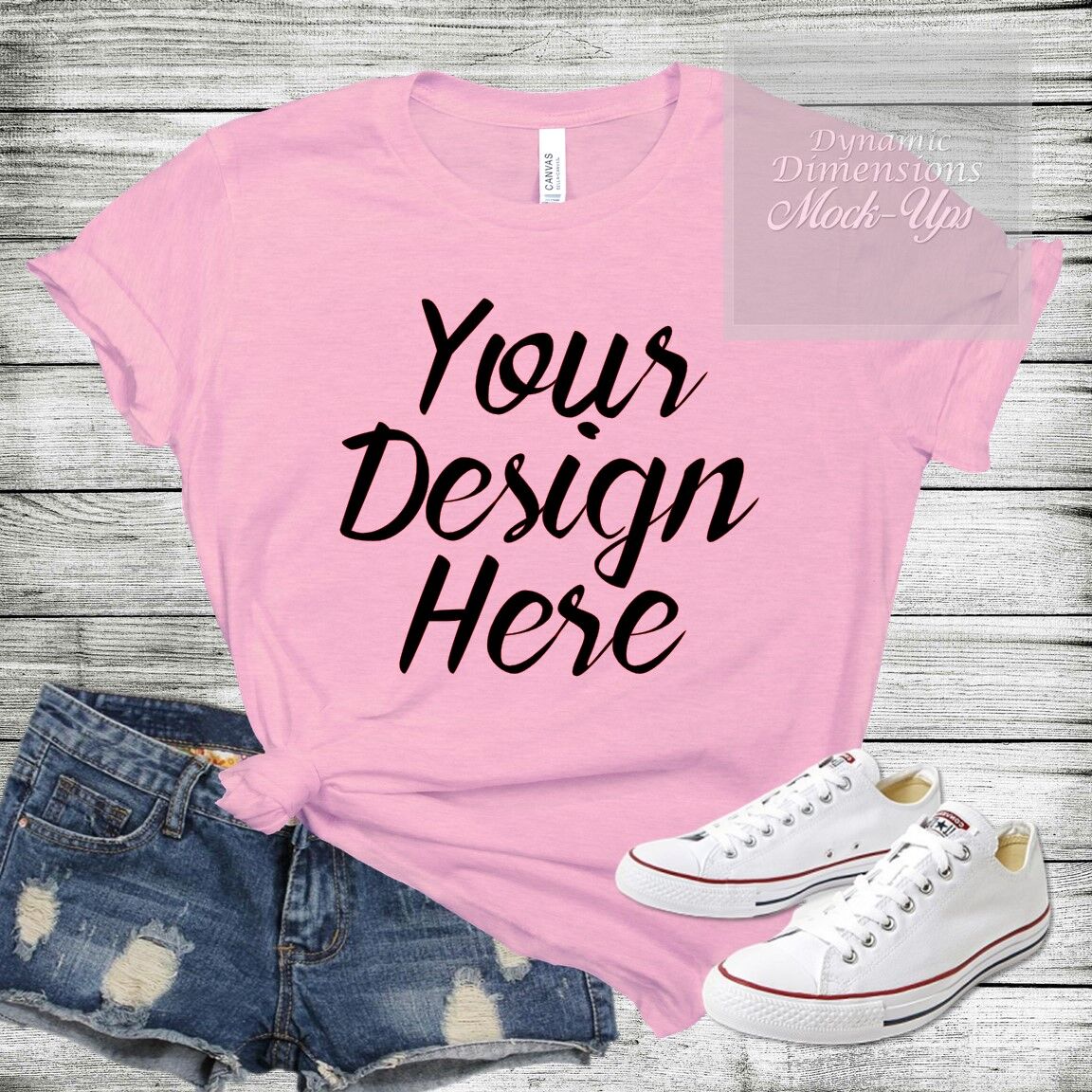 Download Bella Canvas 3001 pink Unisex T-shirt Mock Up shirt template By Dynamic Dimensions ...