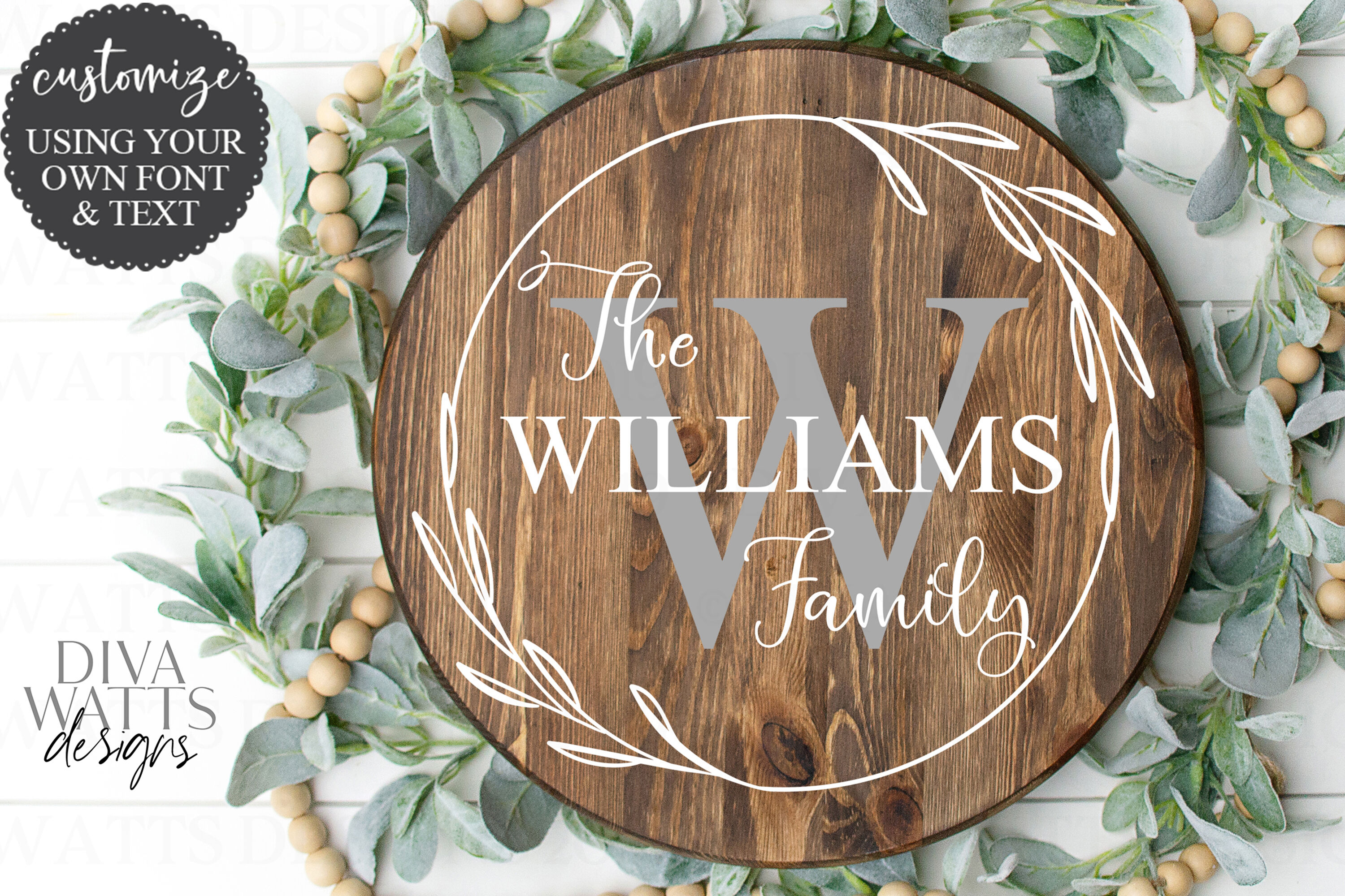 Flower Monogram SVG Mr and Mrs sign SVG file Modern Rustic Home and Farmhouse Sign Family Last Name Letter Floral wreath SVG