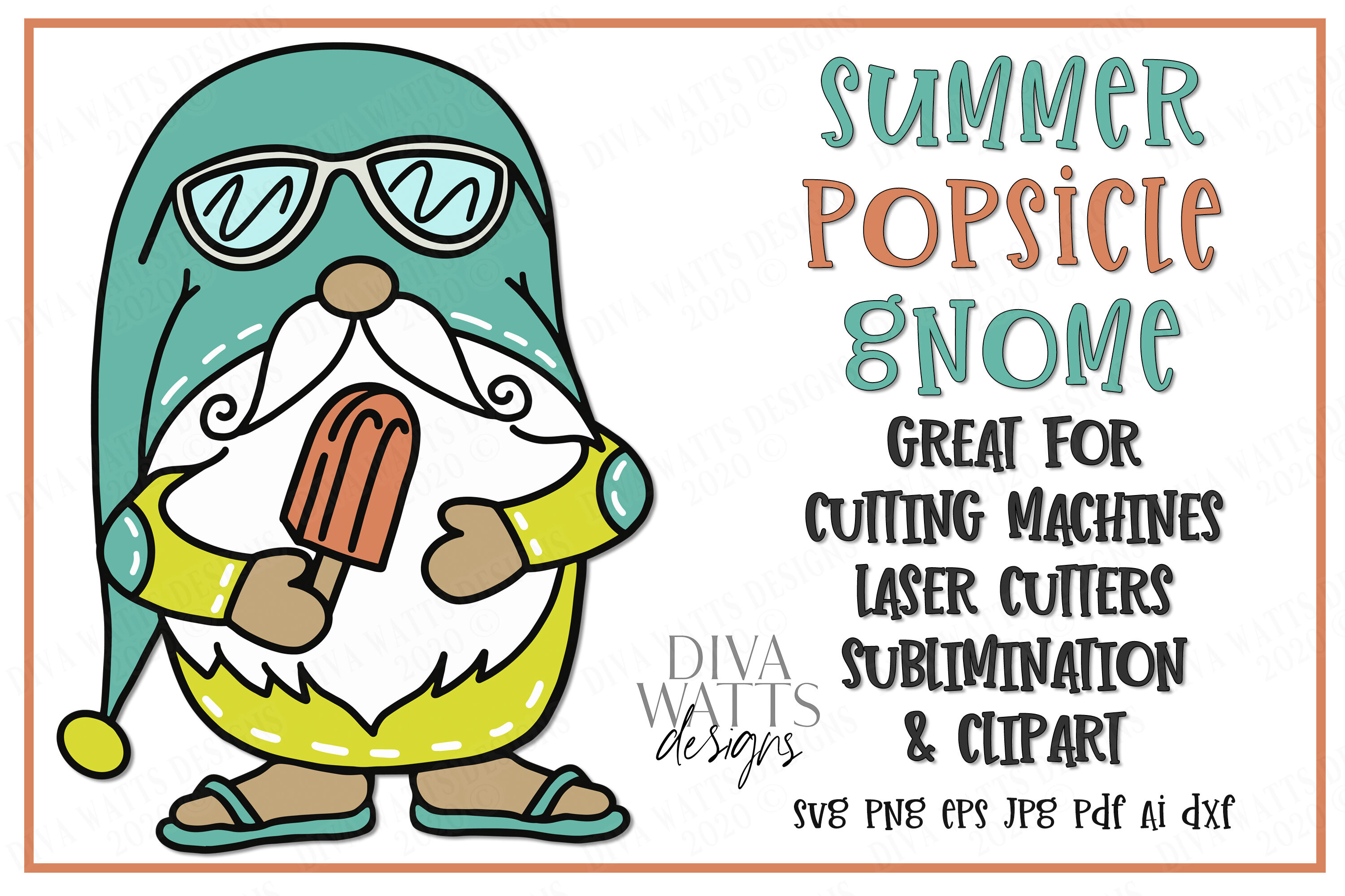 Summer Popsicle Gnome Cut File Svg Dxf Eps By Diva Watts Designs Thehungryjpeg Com