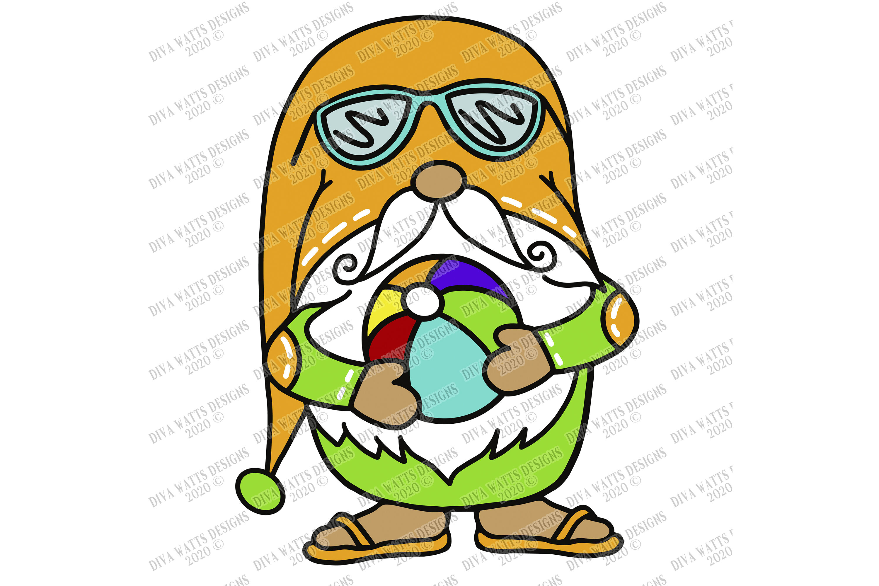 Download Summer Beach Ball Gnome - Cutting File SVG DXF By Diva ...