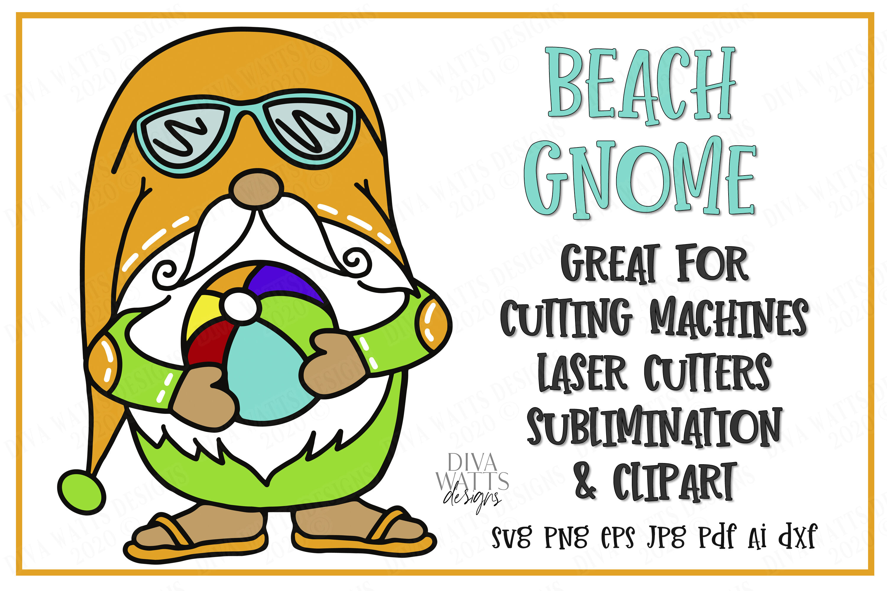 Summer Beach Ball Gnome Cutting File Svg Dxf By Diva Watts Designs Thehungryjpeg Com