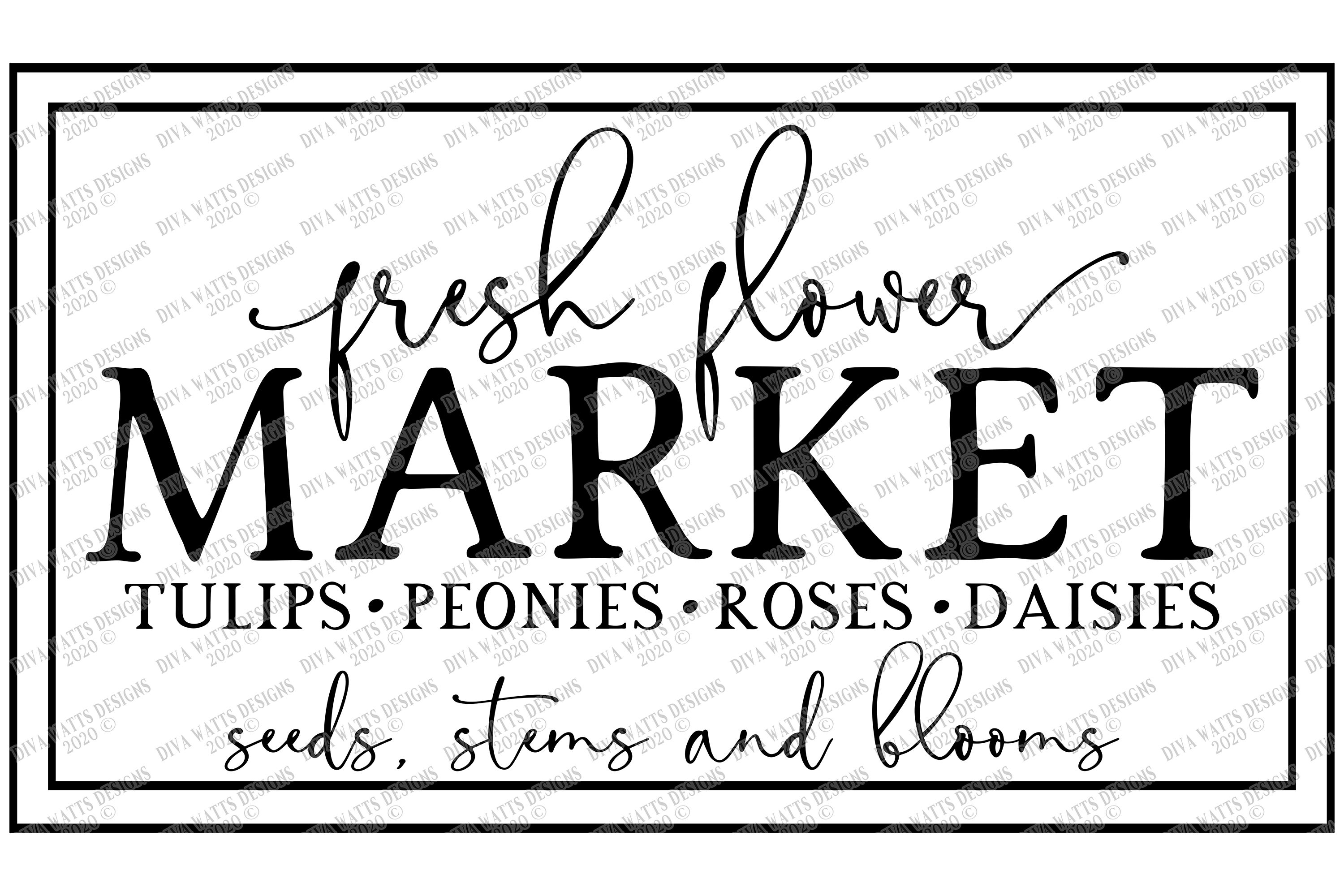 Fresh Flower Market Seeds Stems and Blooms Cut File SVG By Diva Watts