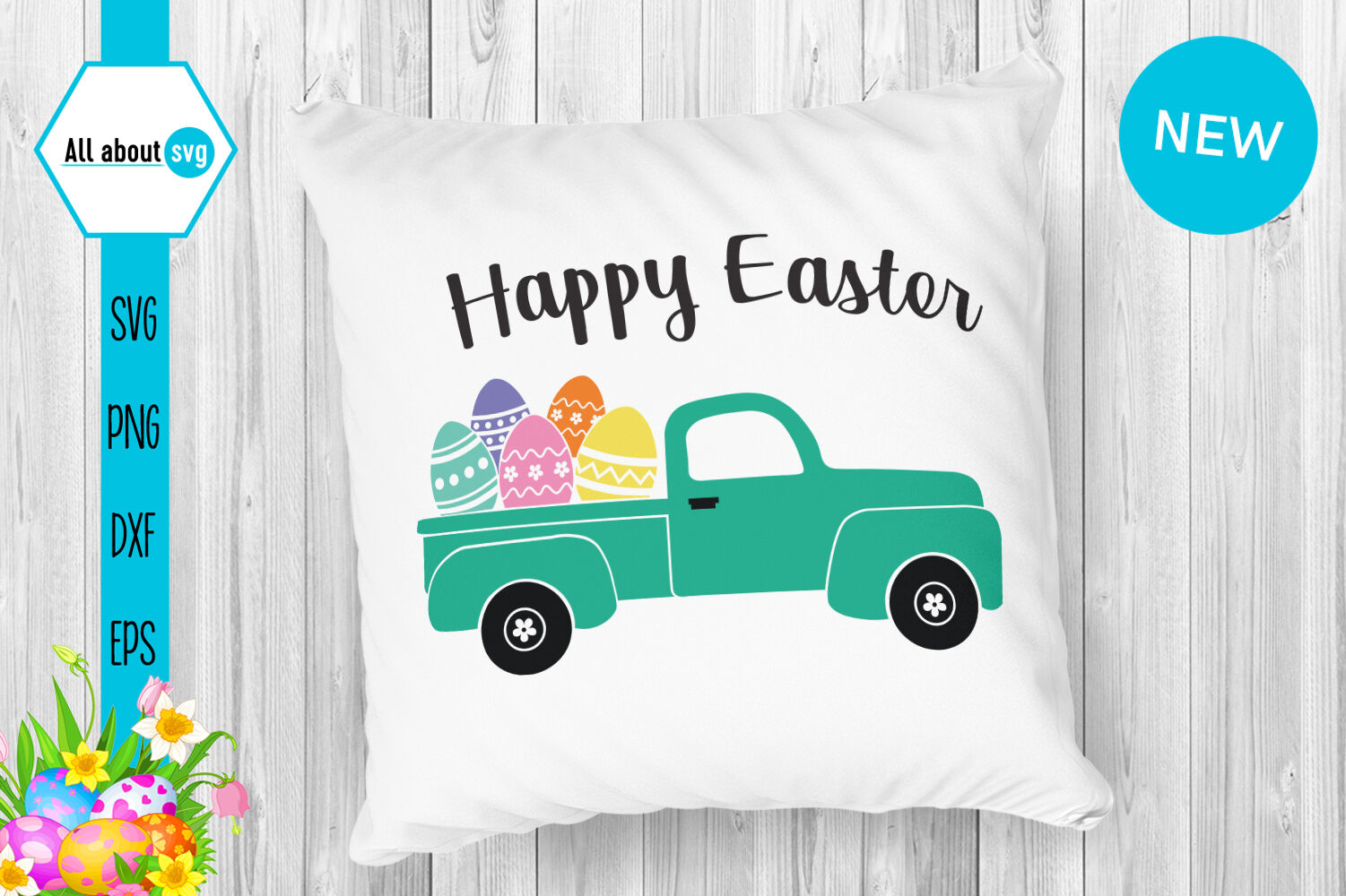 Easter Truck Svg Happy Easter Svg By All About Svg Thehungryjpeg Com