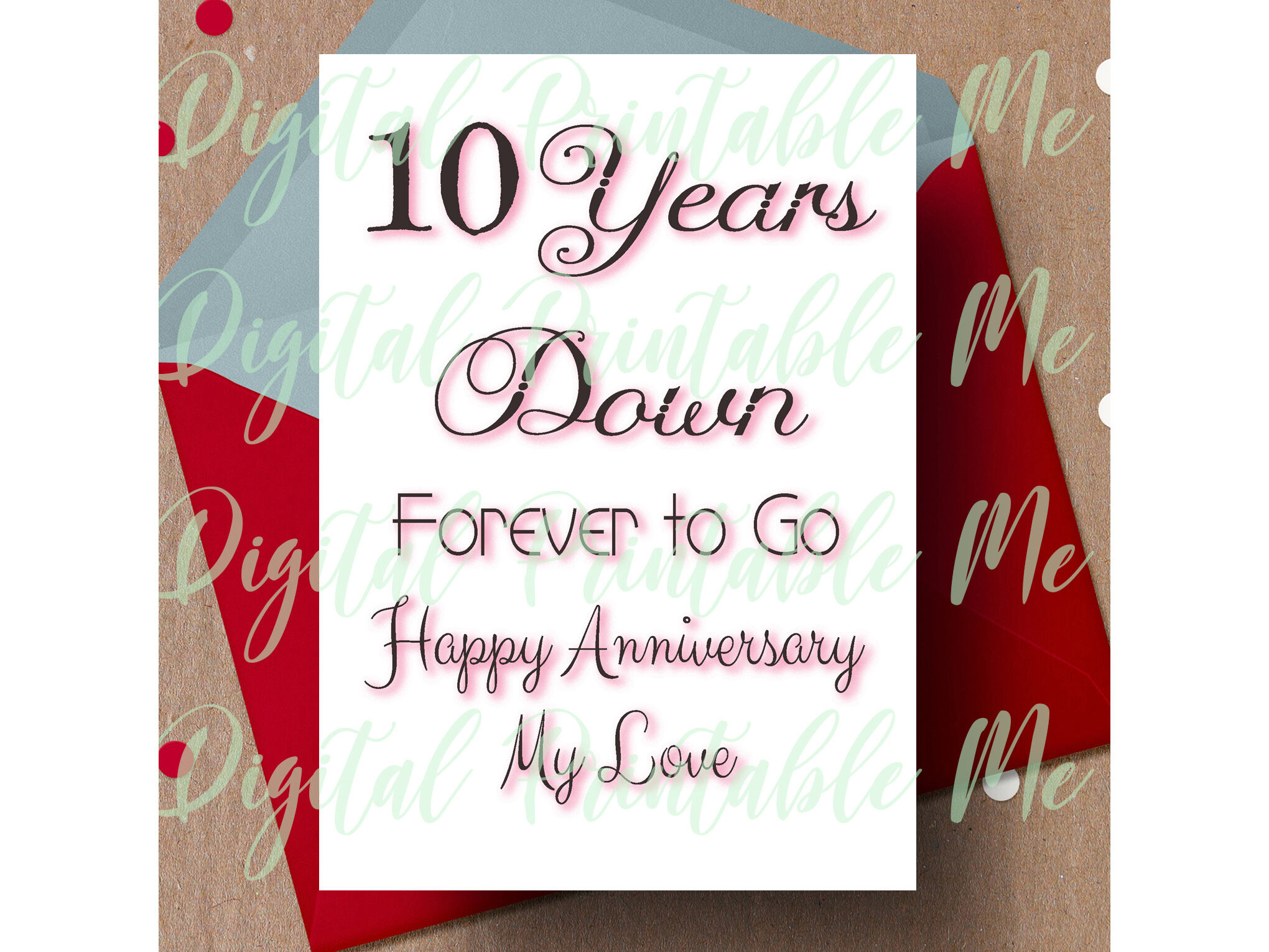 Greeting Cards 10 Year Anniversary Card Happy Ten Years 10th 