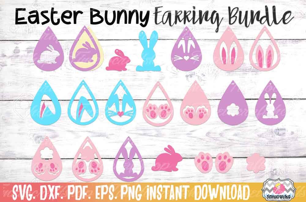 Easter Bunny Earring Bundle Bunny Ears Earrings Bunny Tail By Timetocraftshop Thehungryjpeg Com