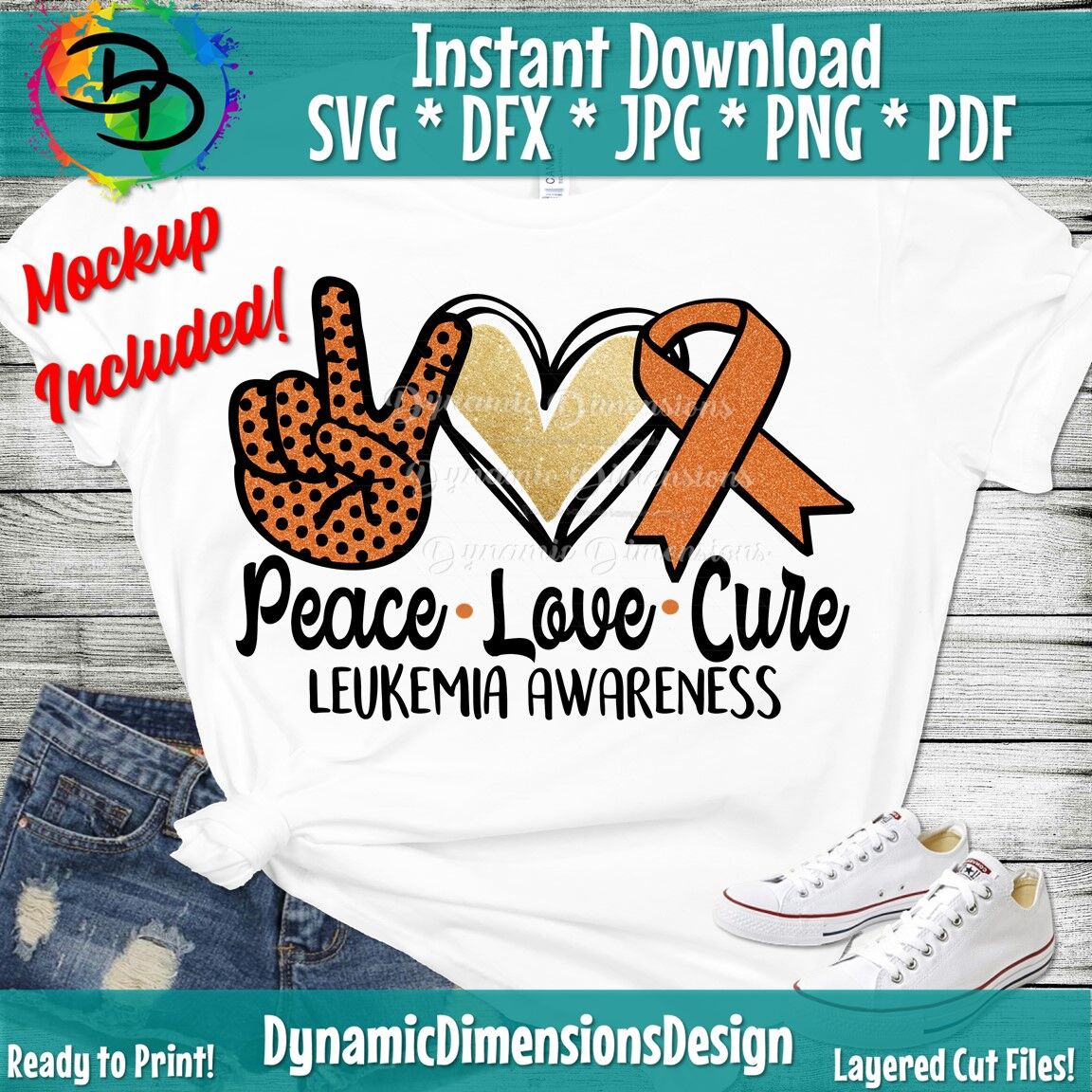 Peace Love Cure Leukemia Awareness By Dynamic Dimensions | TheHungryJPEG