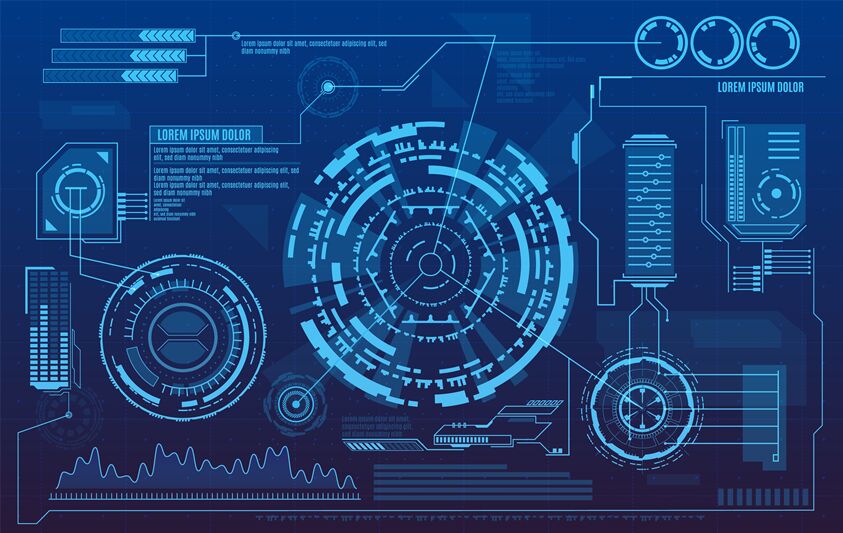 Hud dashboard. Futuristic user interface with digital infographics and ...