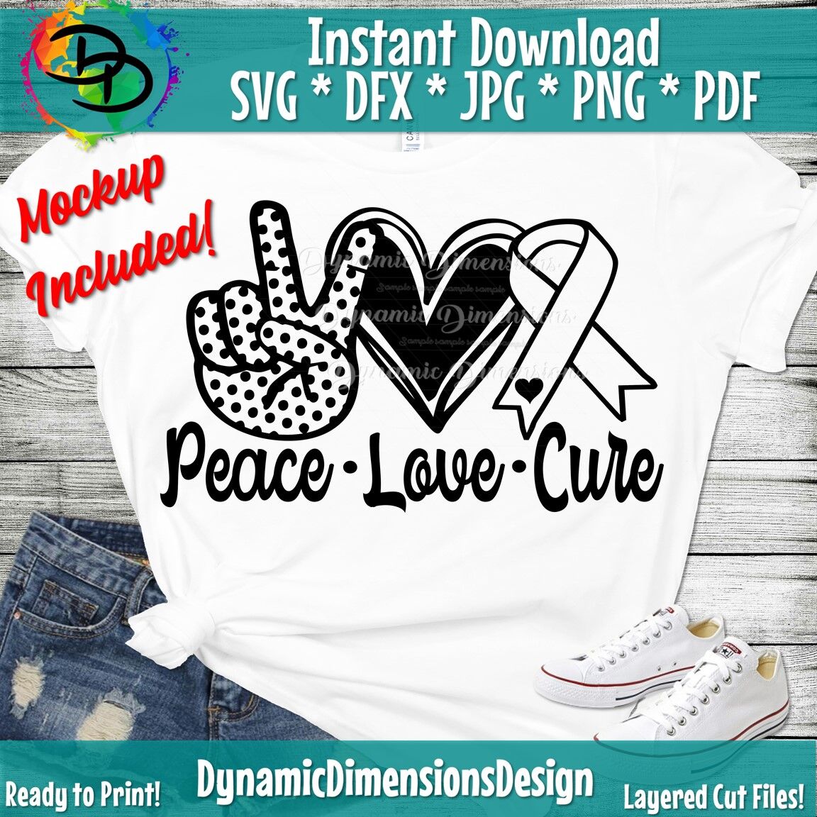 Peace Love Cure svg, Awareness Ribbon svg, Cancer Ribbon, Cancer SVG ...