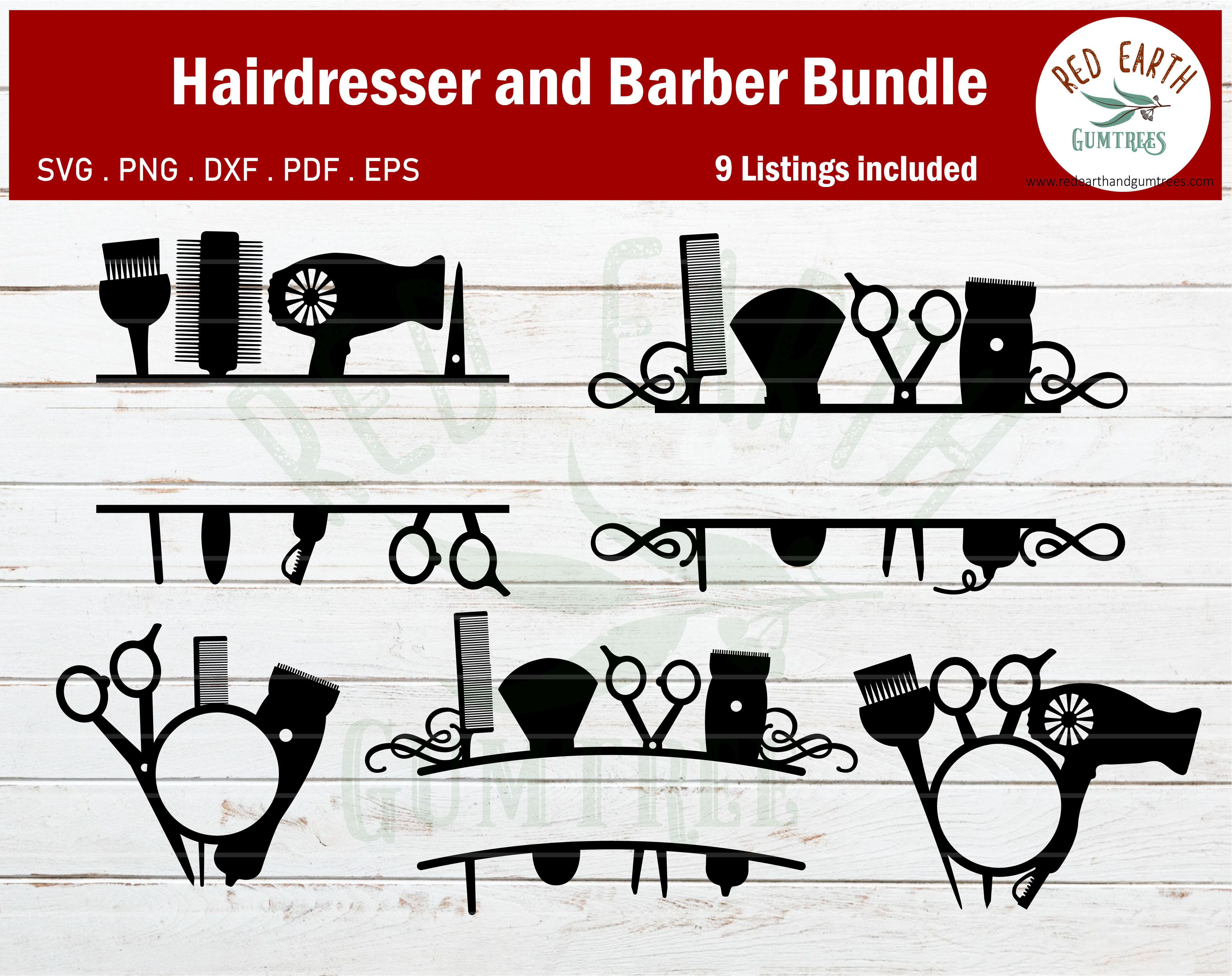 Download Hair Salon Hair Dresser Barber Monogram Frame Bundle Svg Eps Pdf Dxf P By Redearth And Gumtrees Thehungryjpeg Com