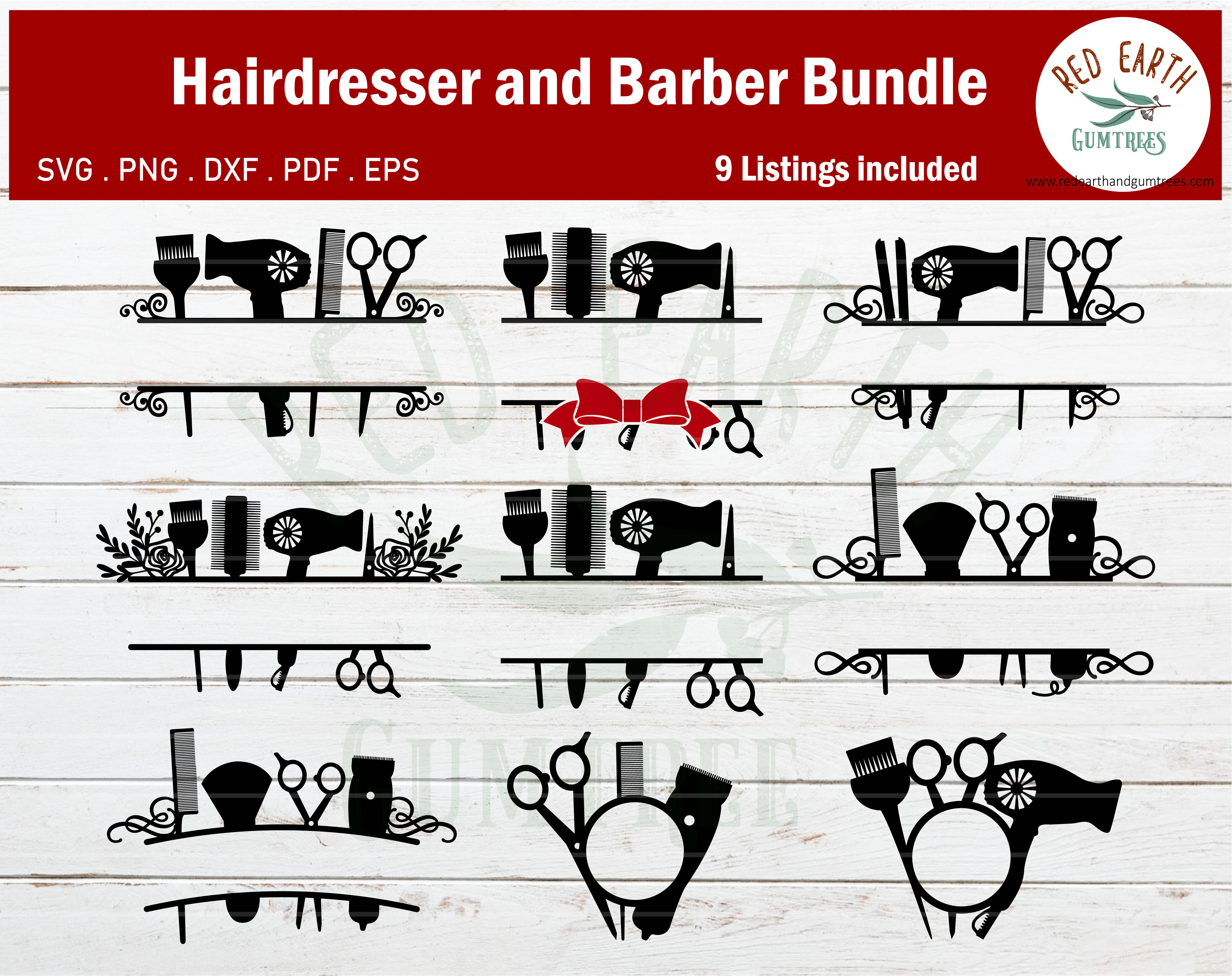 Download Hair salon hair dresser barber monogram frame bundle SVG,EPS,PDF,DXF,P By SVGBreweryDesigns ...