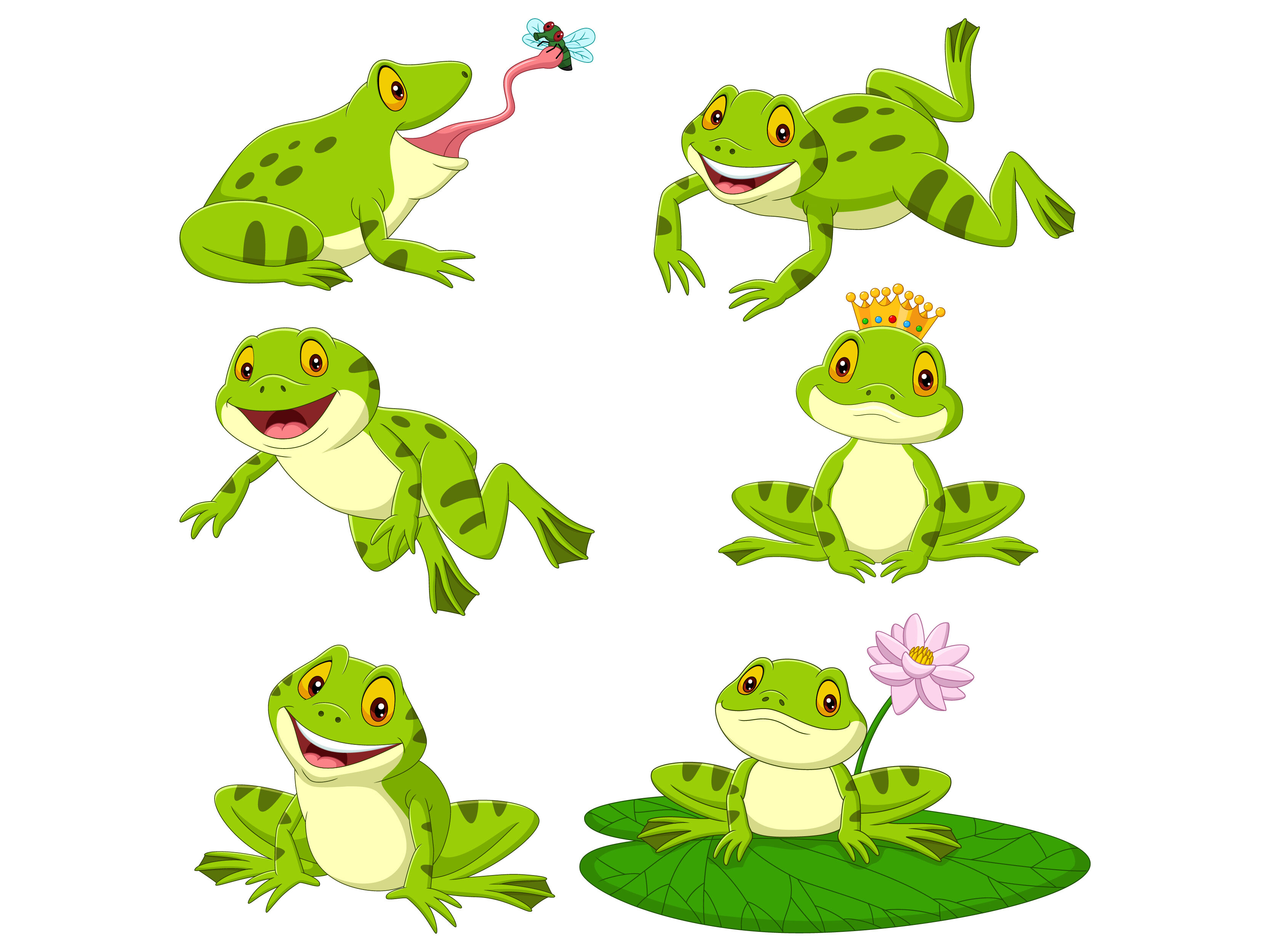 Cute frog cartoon collection set By tigatelu | TheHungryJPEG