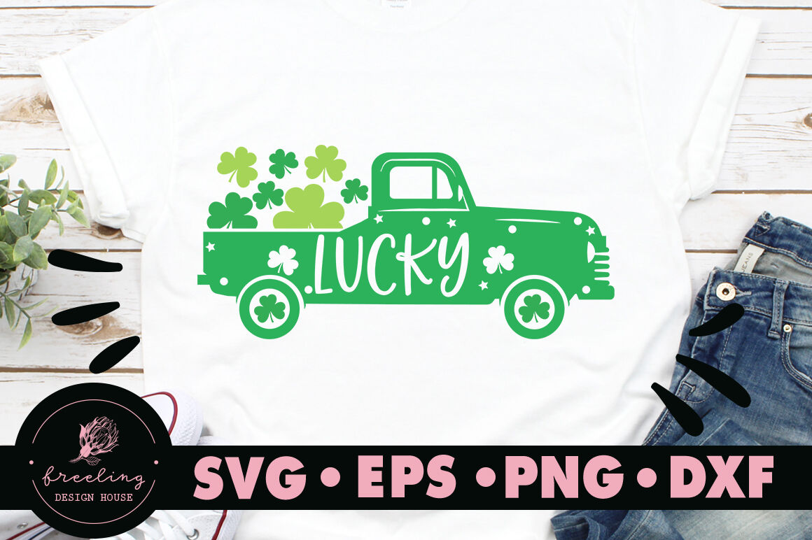 St Patricks Day Lucky Green Truck Svg By Freeling Design House Thehungryjpeg Com