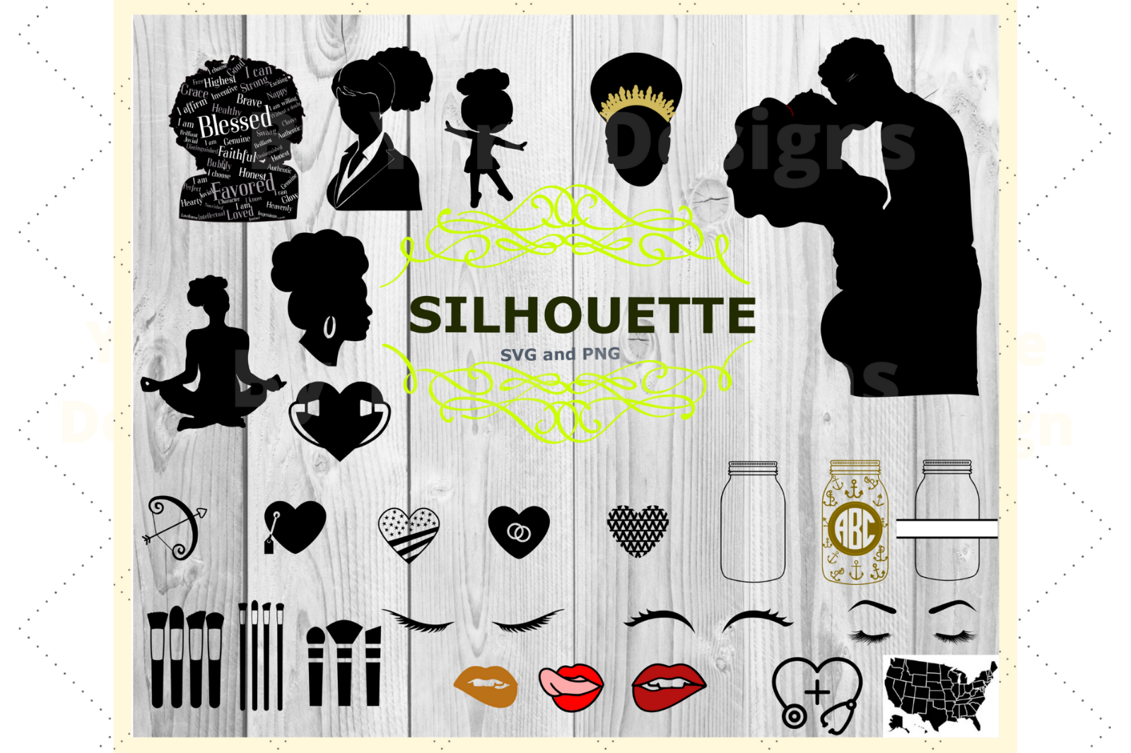 Download Free Svg Cut File Bundle Commercial Use Allowed African American Black Woman Silhouette Svg
