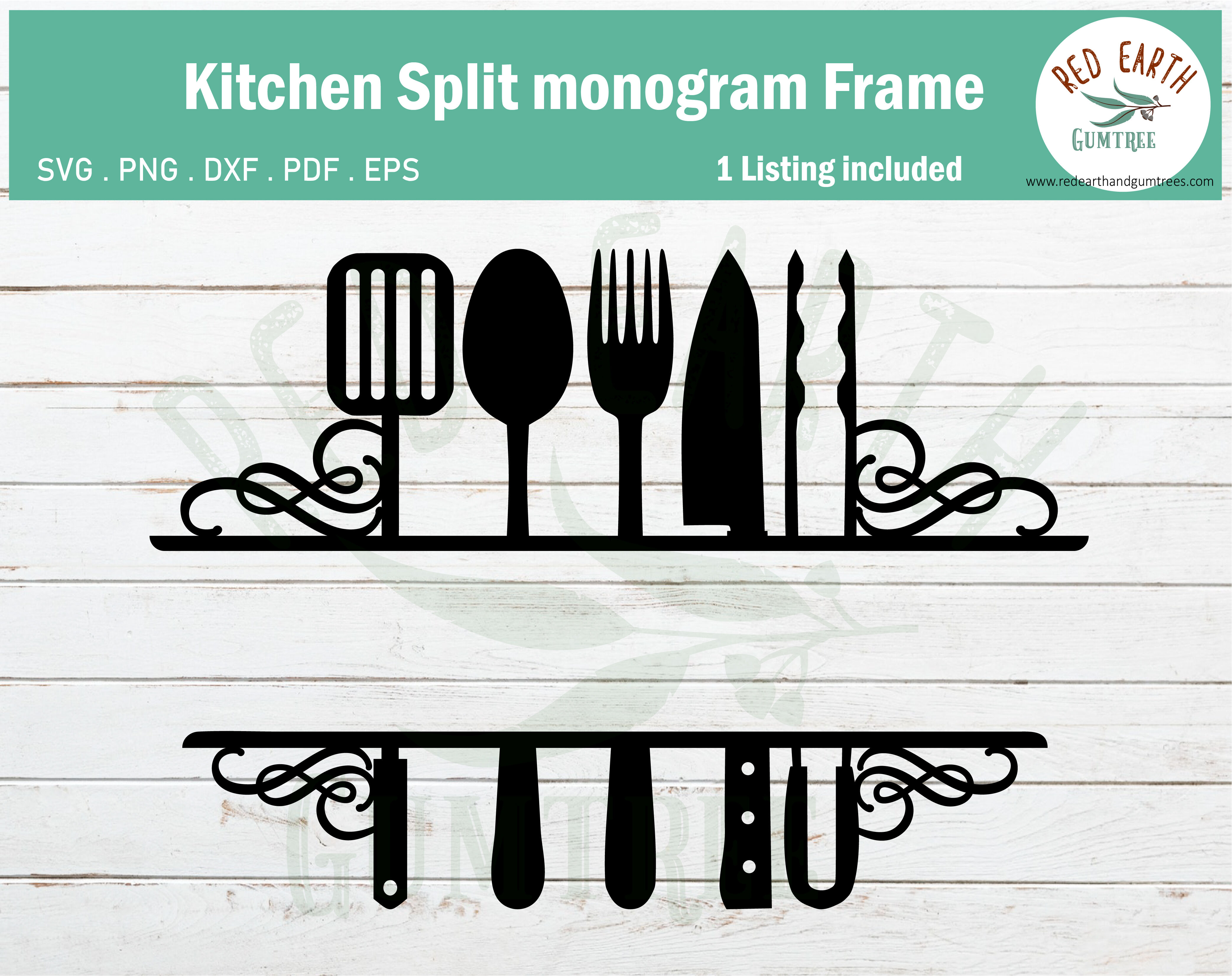 Kitchen Rustic Farmhouse Split Monogram Frame Svg Png Dxf Pdf Eps By Svgbrewerydesigns Thehungryjpeg Com