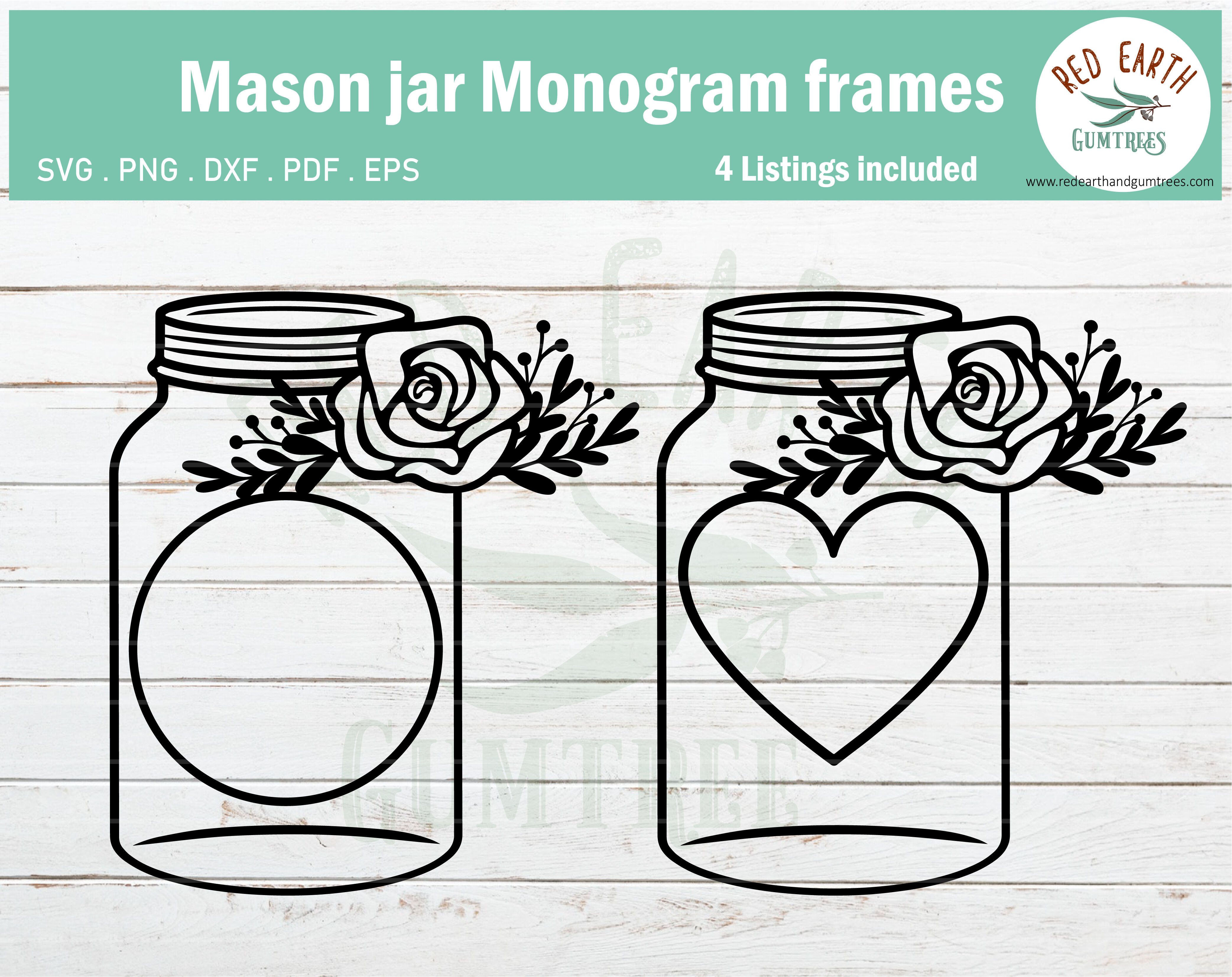 Download Mason Jar With Flowers Bundle Mason Jar Monogram Frame Svg Png Dxf By Svgbrewerydesigns Thehungryjpeg Com