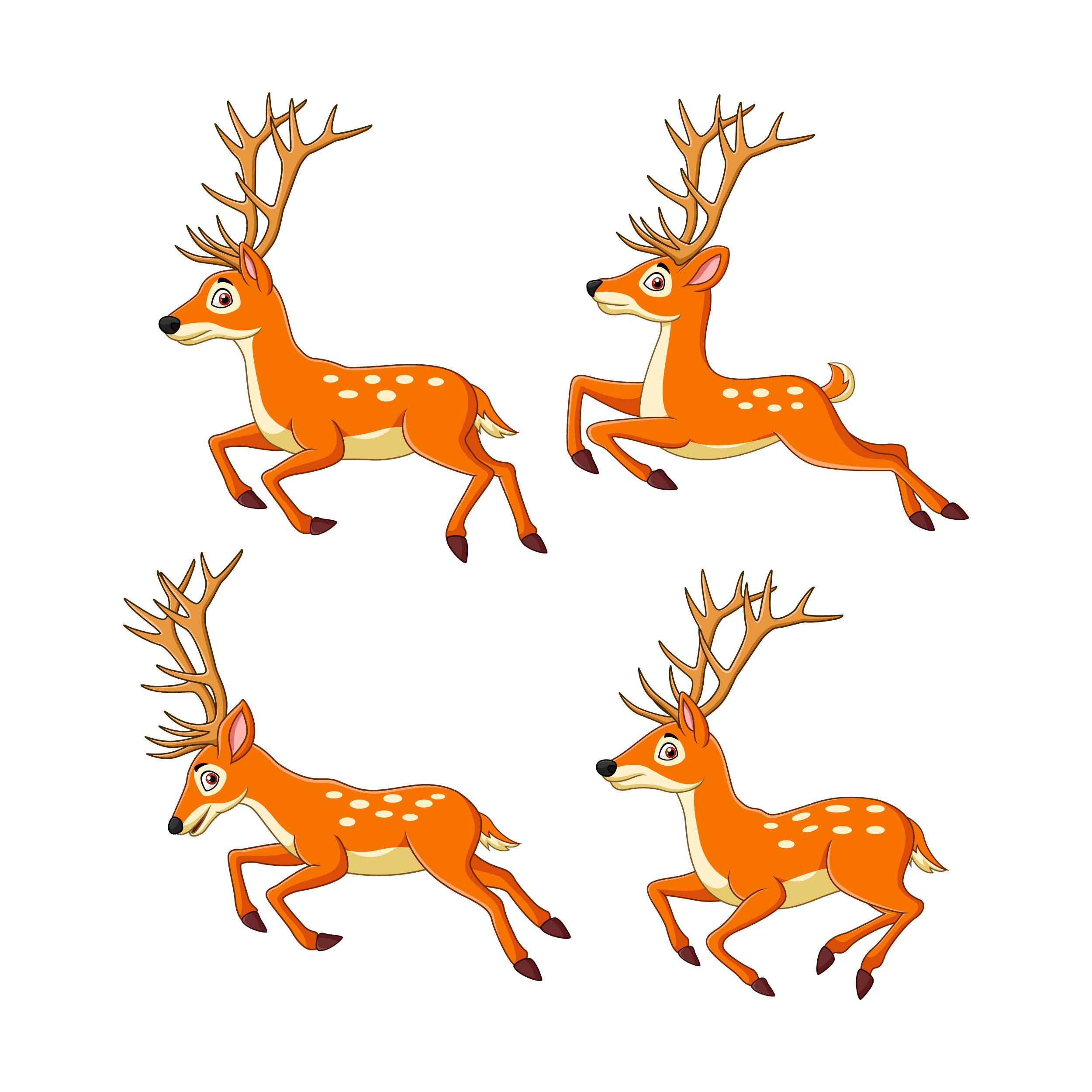 Set of Reindeer cartoon isolated on white background By tigatelu |  TheHungryJPEG