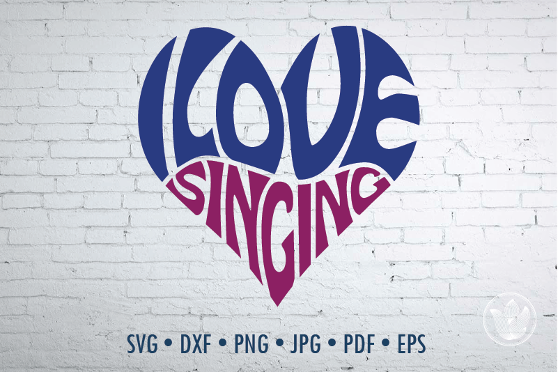 Download I love singing heart, Svg Dxf Eps Png Jpg, Cut file By PrettyDD | TheHungryJPEG.com