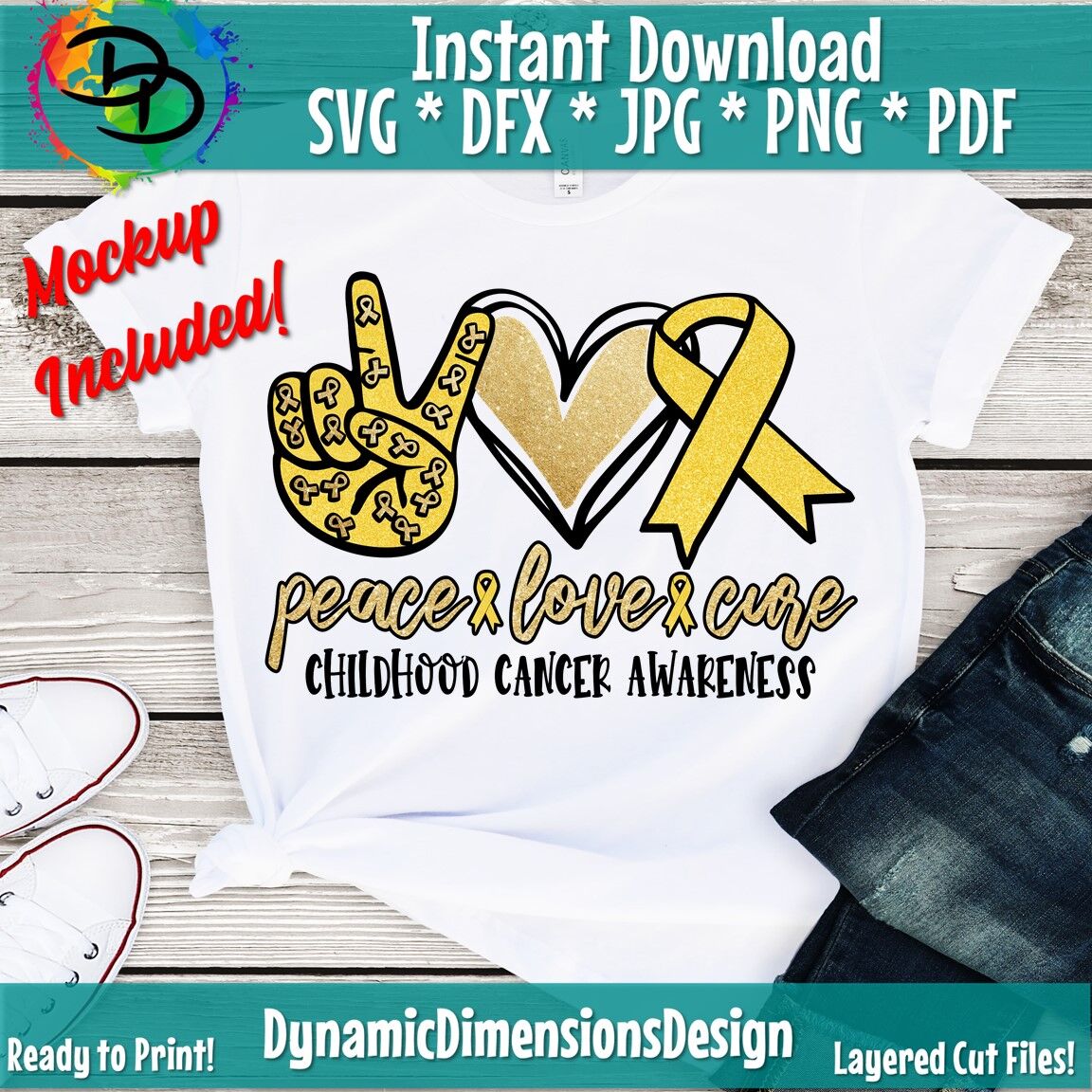 Download Peace Love Cure Sublimation Svg Digital Download Childhood Cancer Aw By Dynamic Dimensions Thehungryjpeg Com PSD Mockup Templates