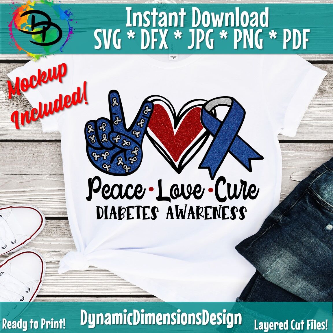 Download Peace love Cure svg, Digital Download, Diabetes Awareness ...