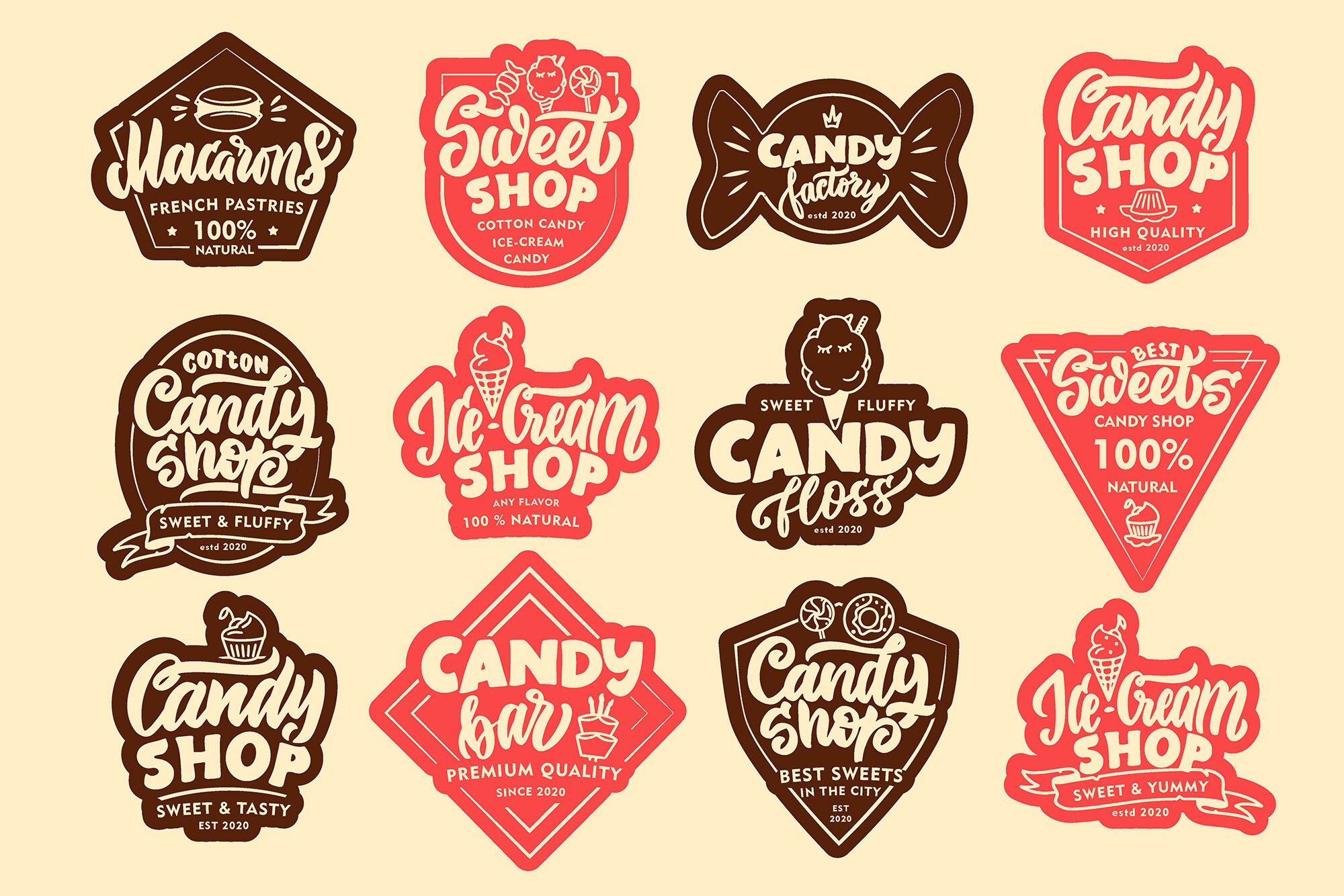 Sweet Logos Set By Lettering Logo TheHungryJPEG