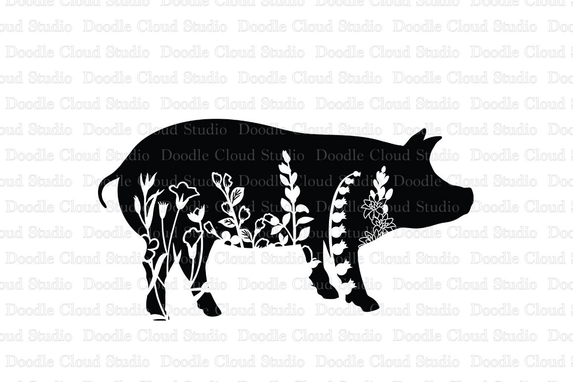 Floral Pig SVG Cut Files, Floral Pig Clipart By Doodle ...