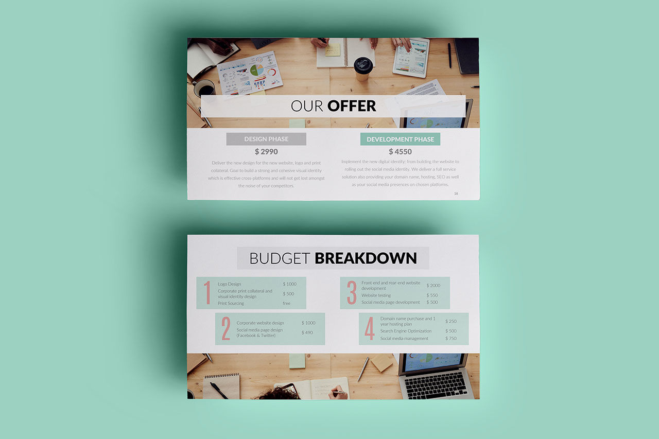 Ppt Template Project Proposal Green And Marble By Franky Template Design Thehungryjpeg Com