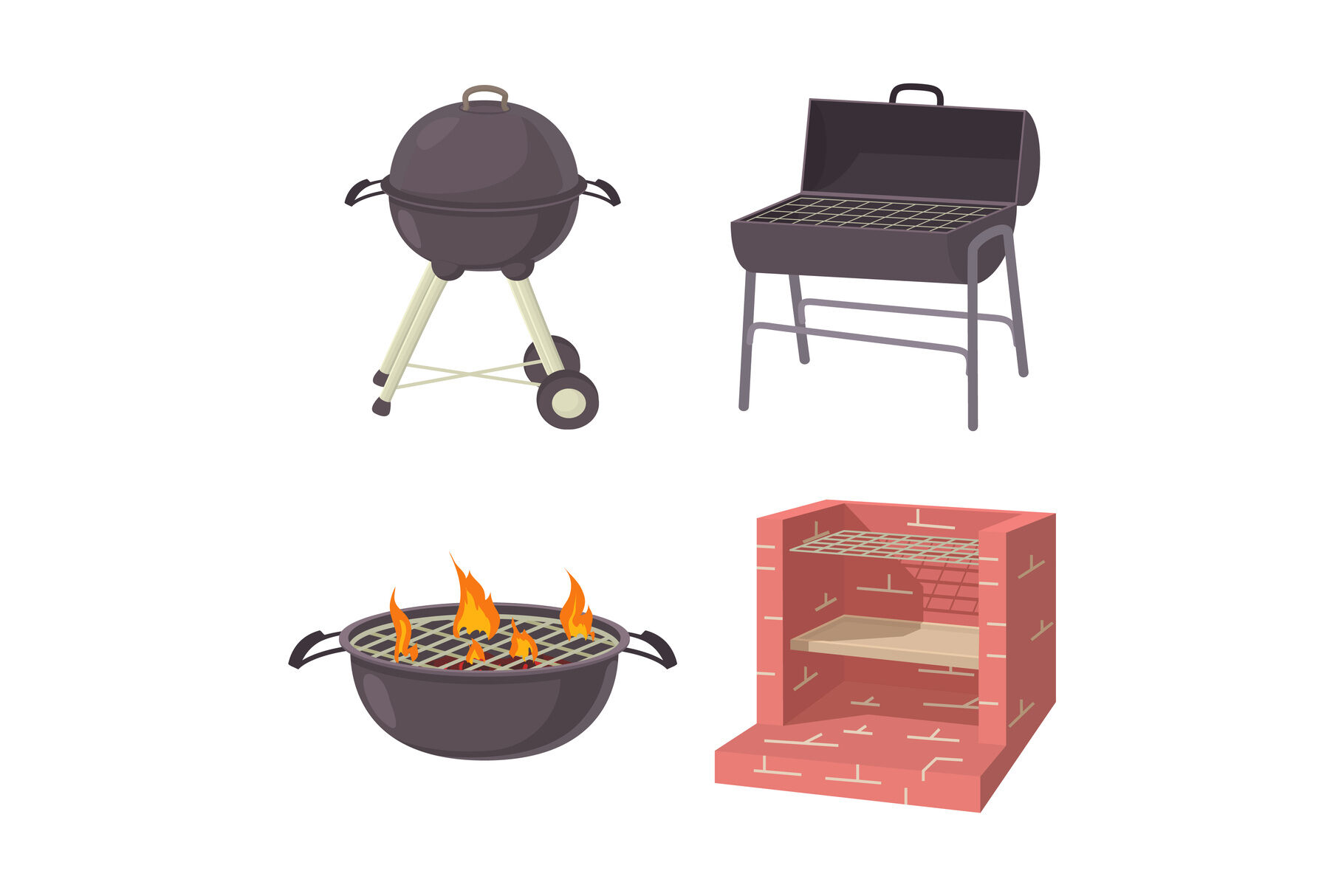 Bbq place tool icon set, cartoon style By Ylivdesign | TheHungryJPEG.com