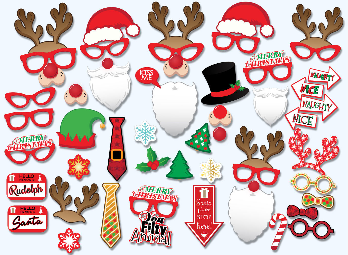 Christmas Printable Props Photo booth Props Christmas Photo booth 