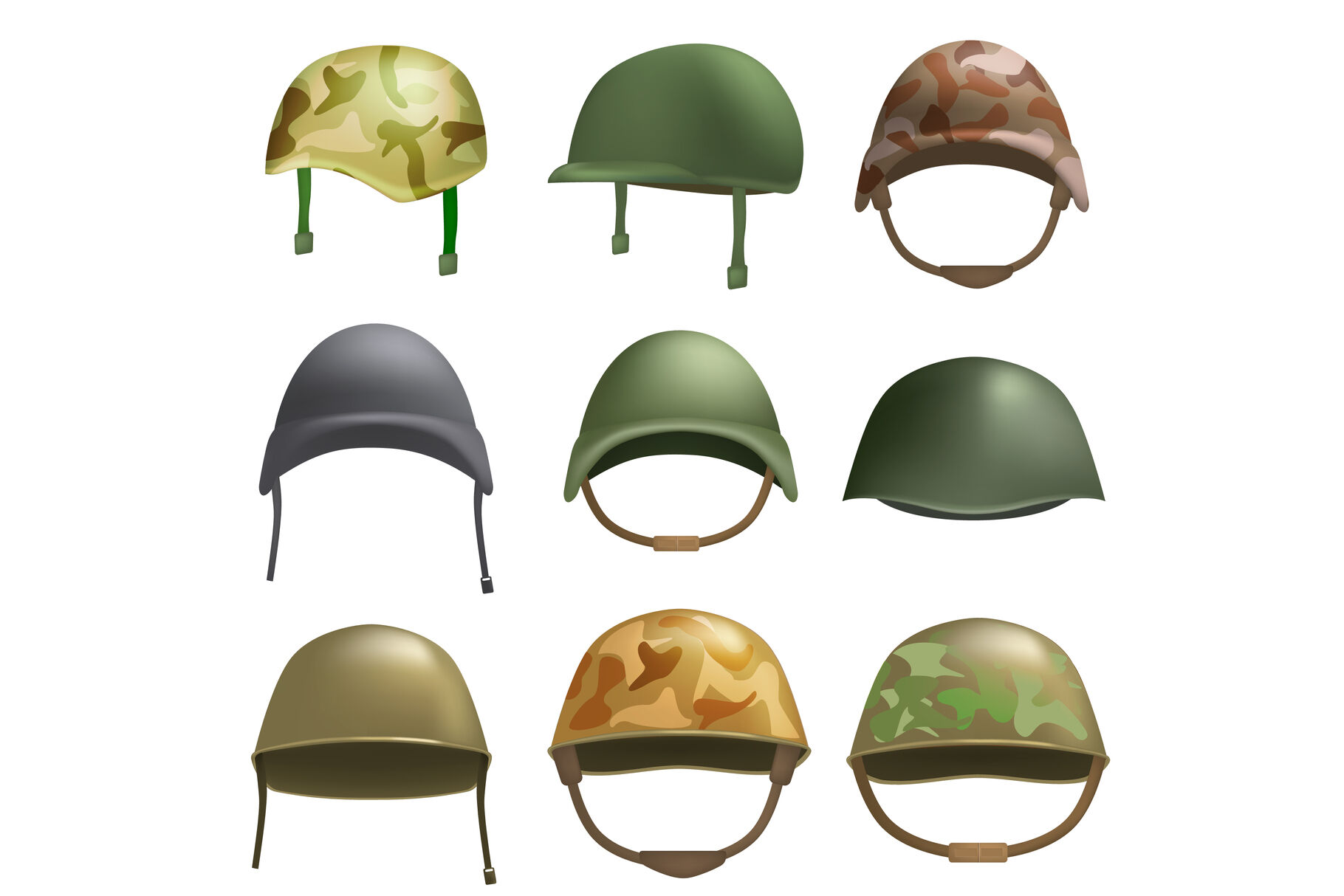 Army helmet soldier mockup set, realistic style By Ylivdesign ...