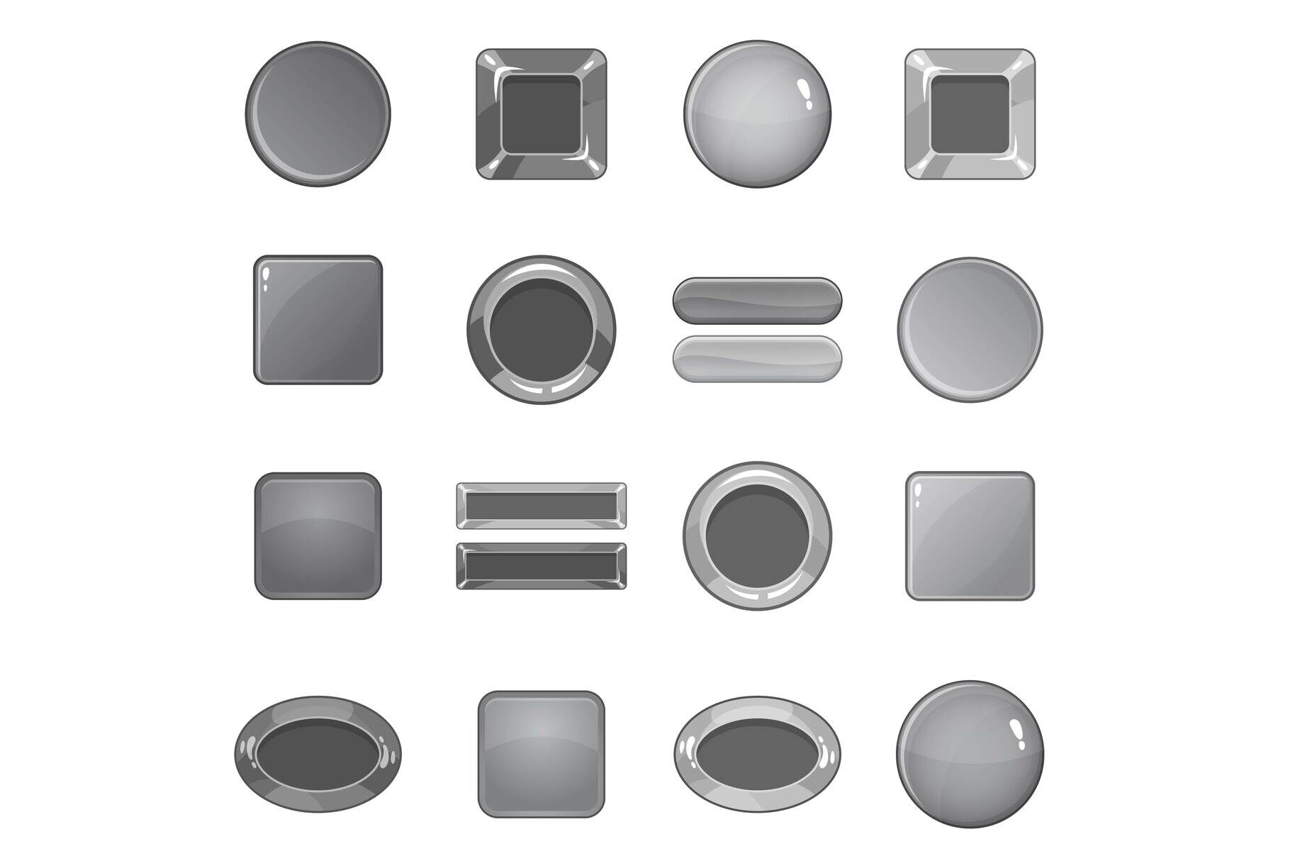 Blank Web Buttons Icons Set Monochrome Style By Ylivdesign Thehungryjpeg Com