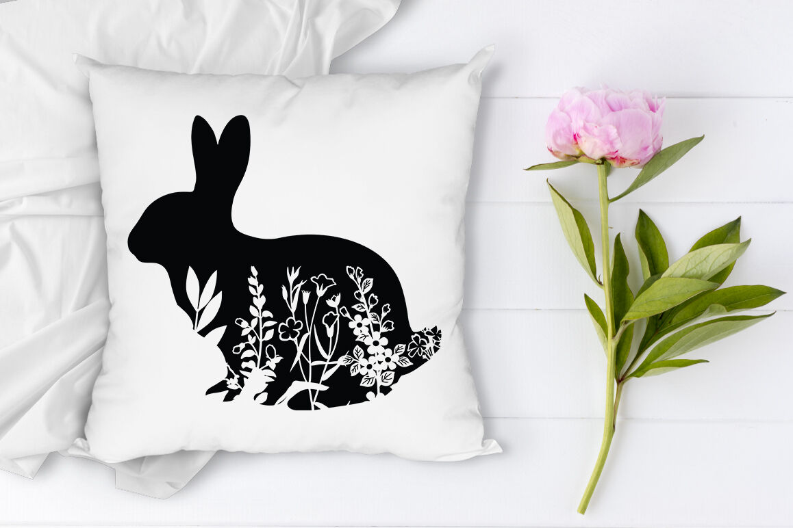 Download Floral Rabbit SVG, Floral Bunny SVG, Bunny Clipart, By ...