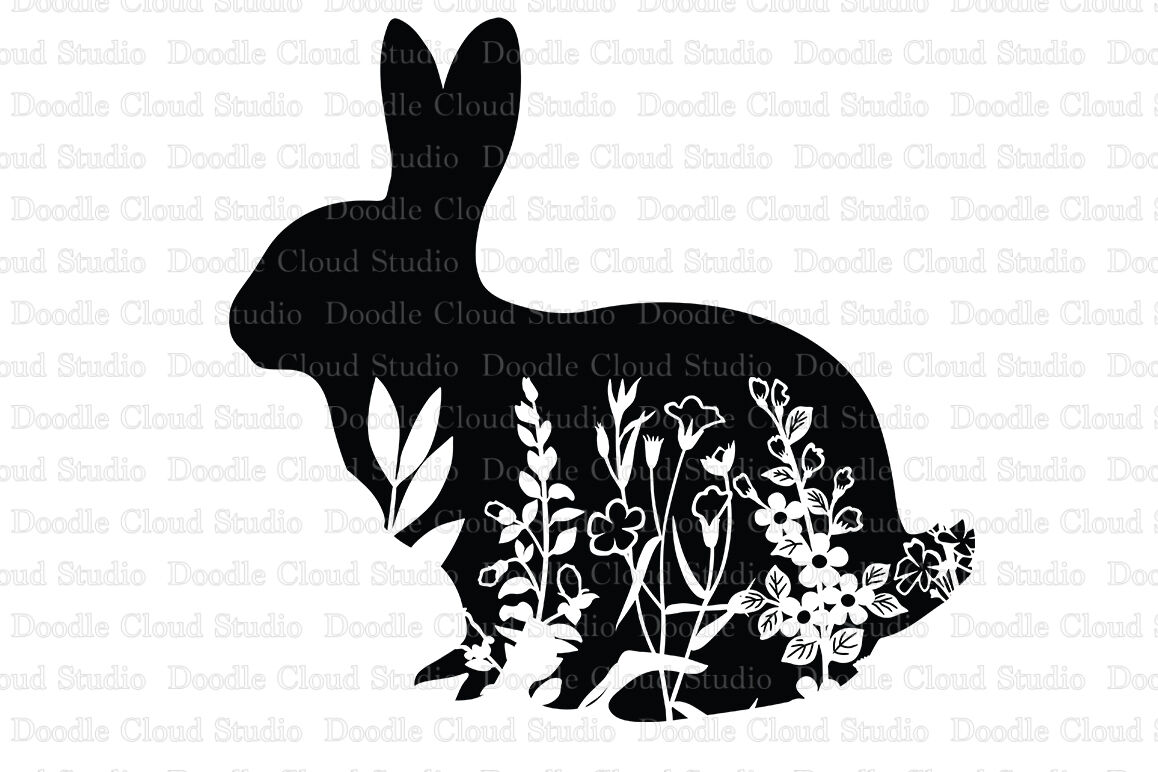 Floral Rabbit Svg Floral Bunny Svg Bunny Clipart By Doodle Cloud Studio Thehungryjpeg Com