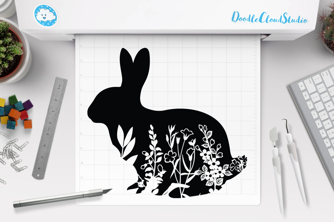Download Floral Rabbit SVG, Floral Bunny SVG, Bunny Clipart, By Doodle Cloud Studio | TheHungryJPEG.com