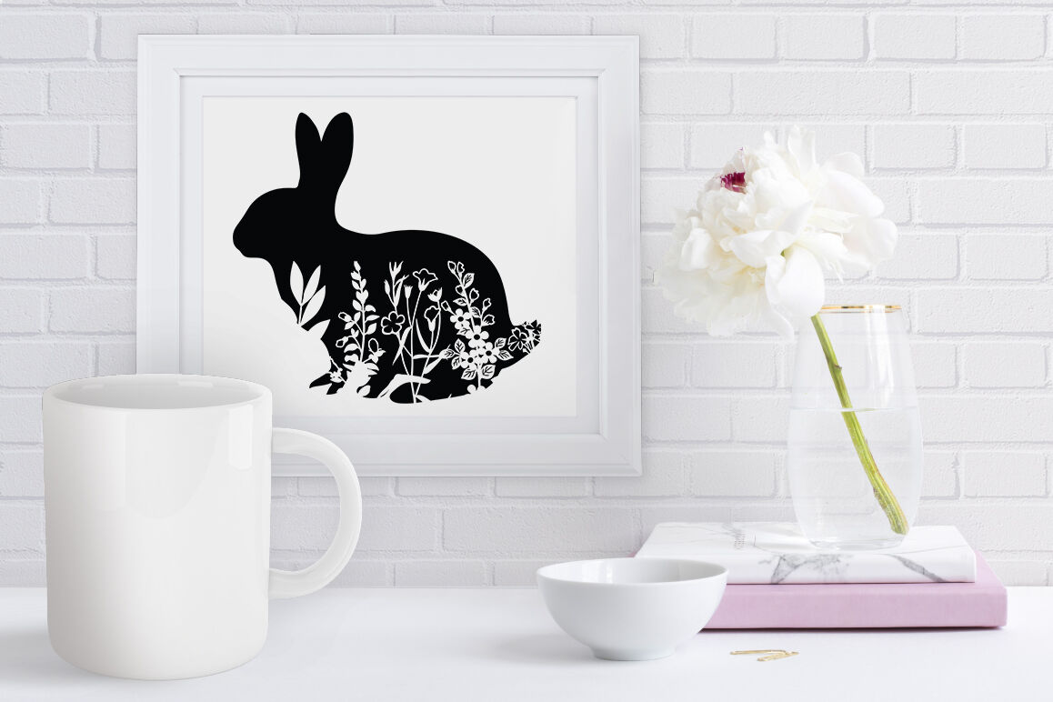 Download Floral Rabbit SVG, Floral Bunny SVG, Bunny Clipart, By ...