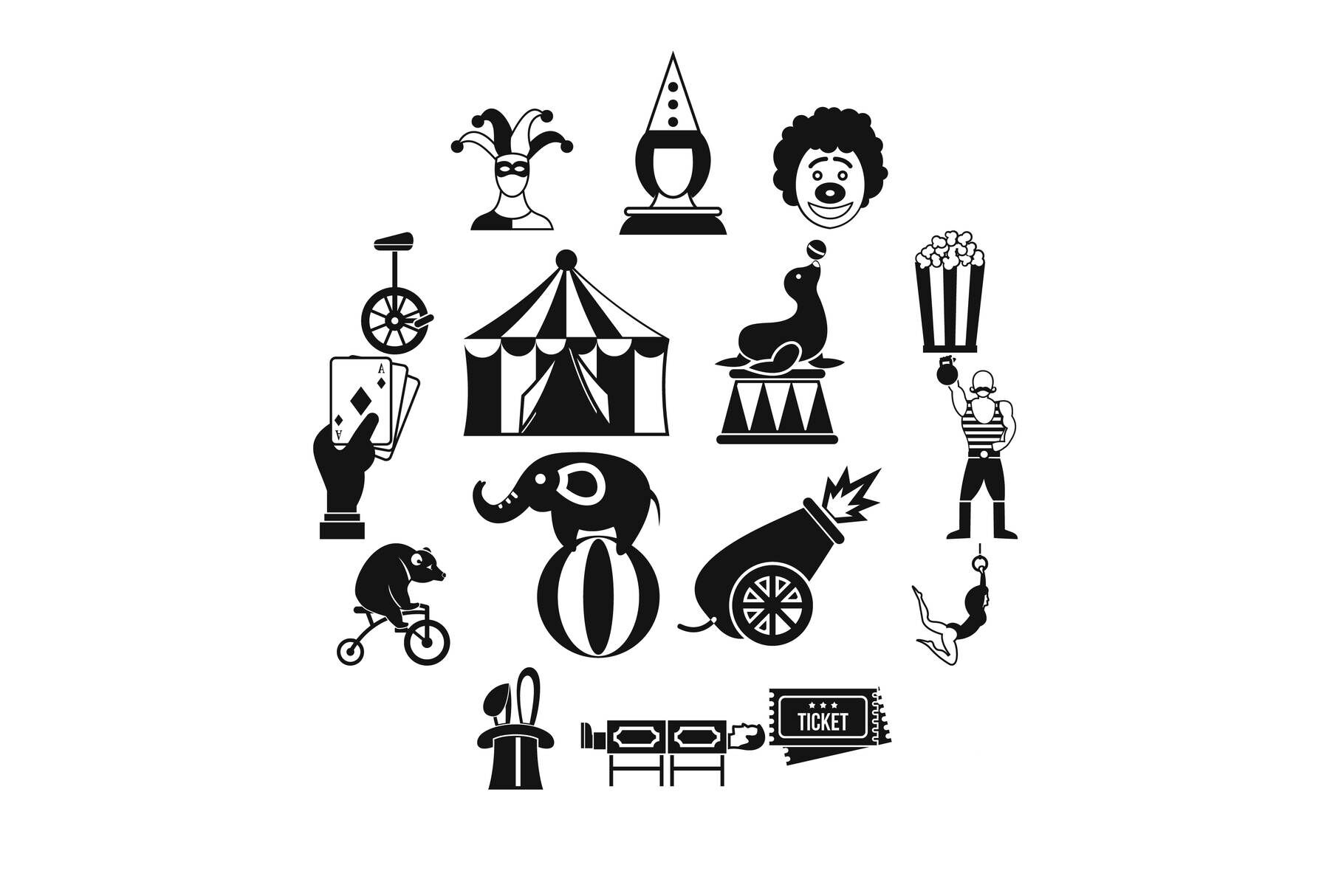 Circus Entertainment Icons Set Simple Style By Ylivdesign Thehungryjpeg Com