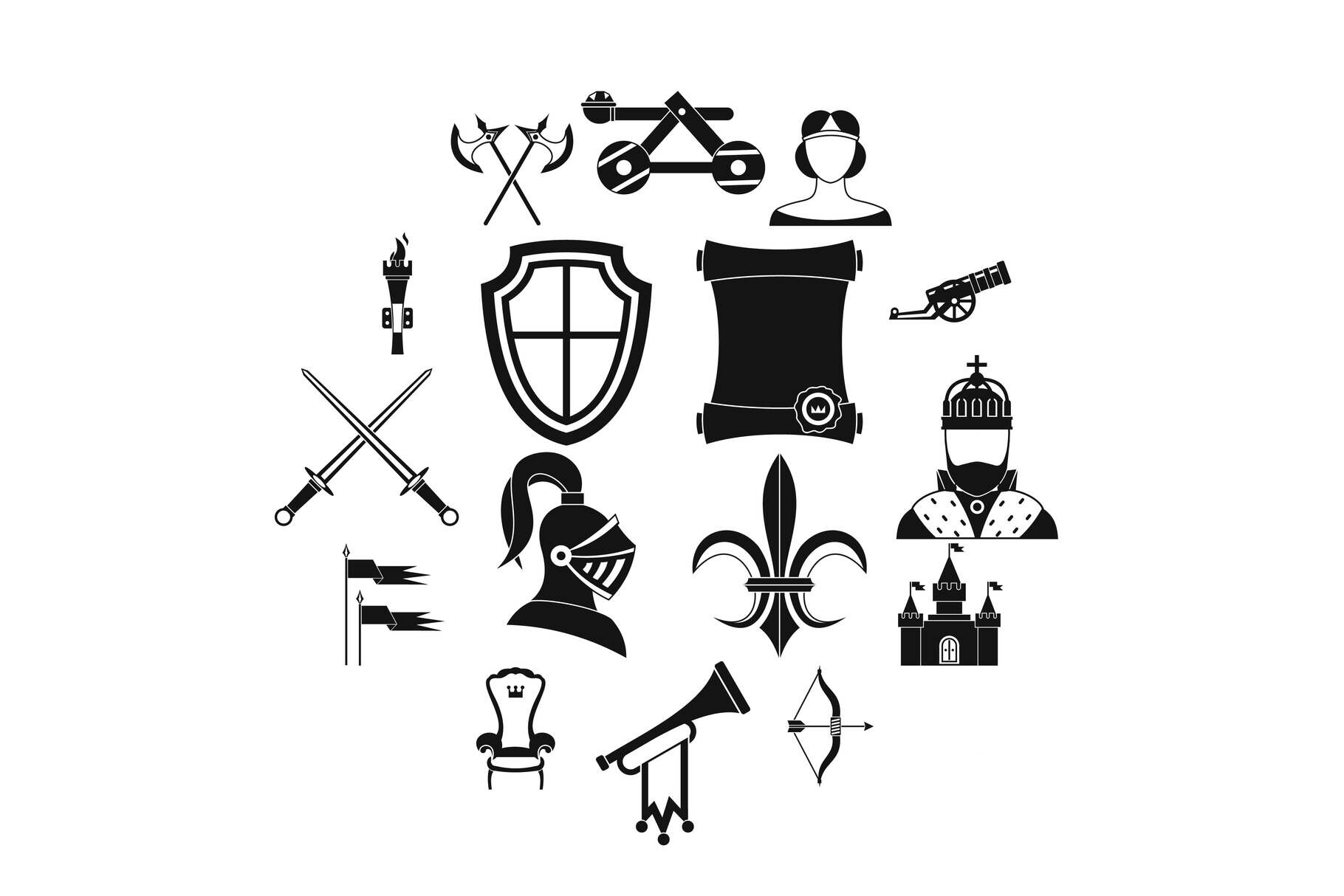 Knight Medieval Icons Set Simple Style By Ylivdesign Thehungryjpeg Com
