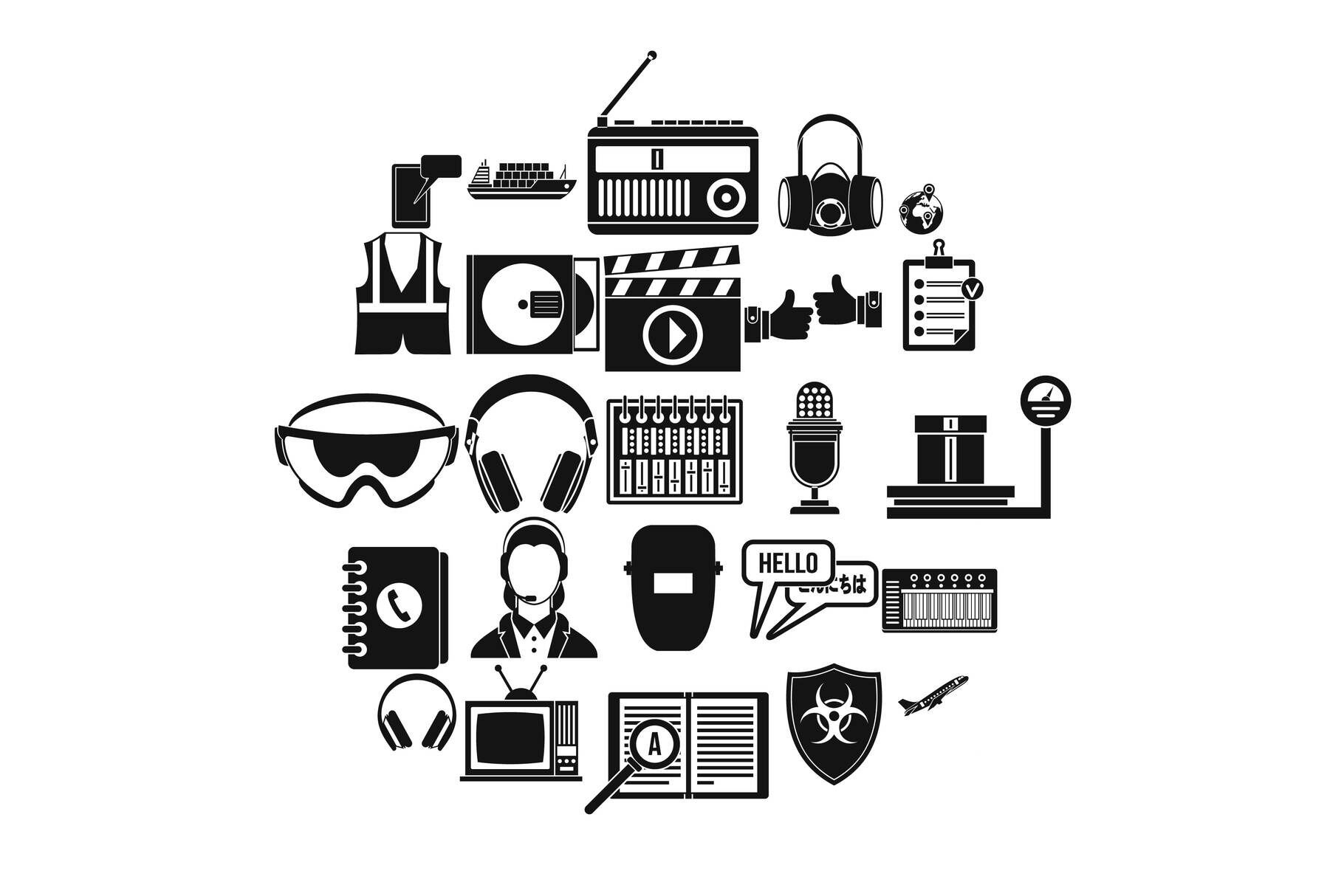 Loud music icons set, simple style By Ylivdesign