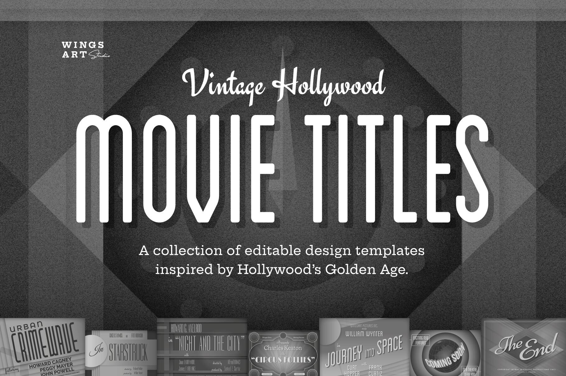 Vintage Hollywood Movie Title Templates By Wingsart Thehungryjpeg Com