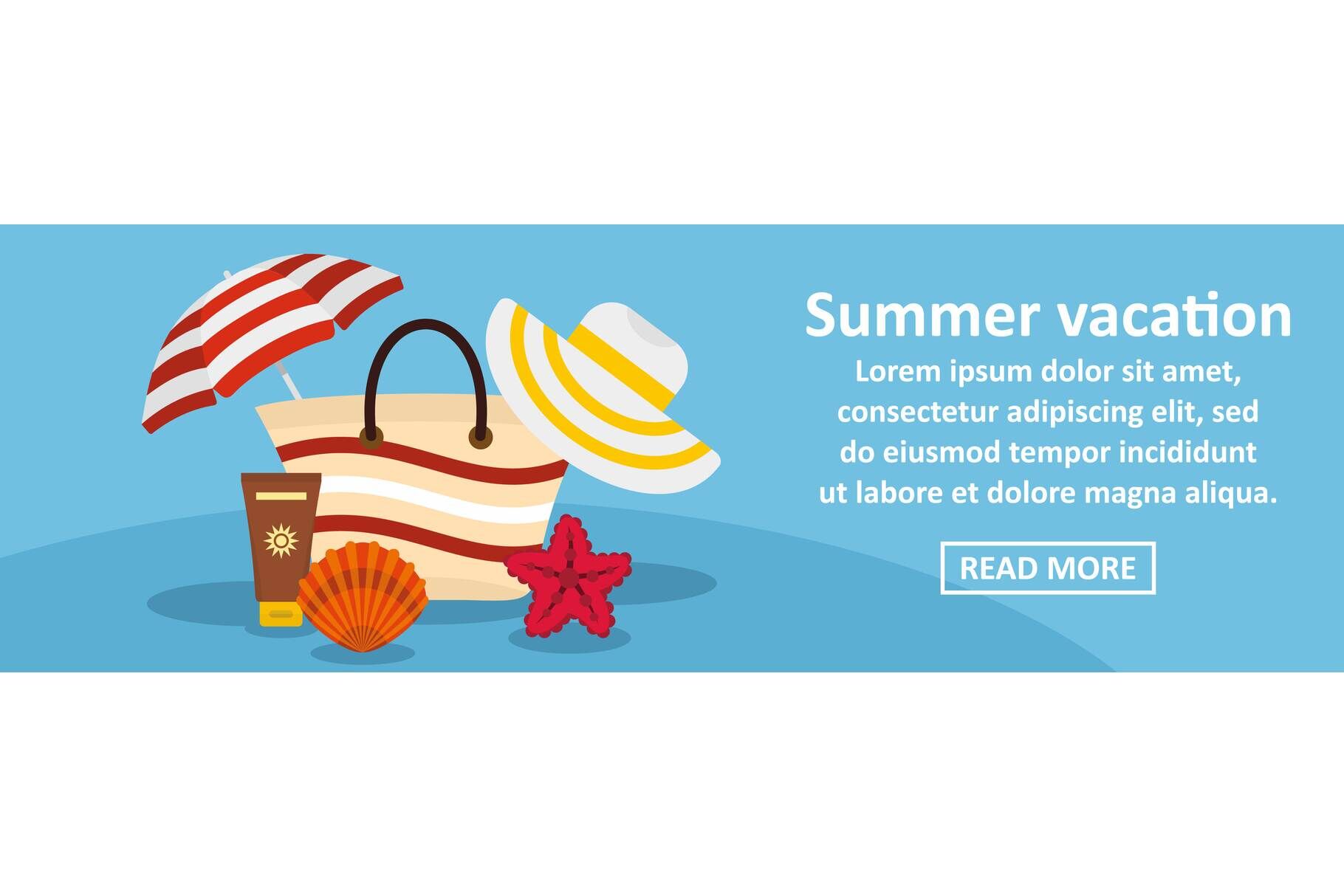 Summer Vacation Banner Horizontal Concept By Ylivdesign Thehungryjpeg Com