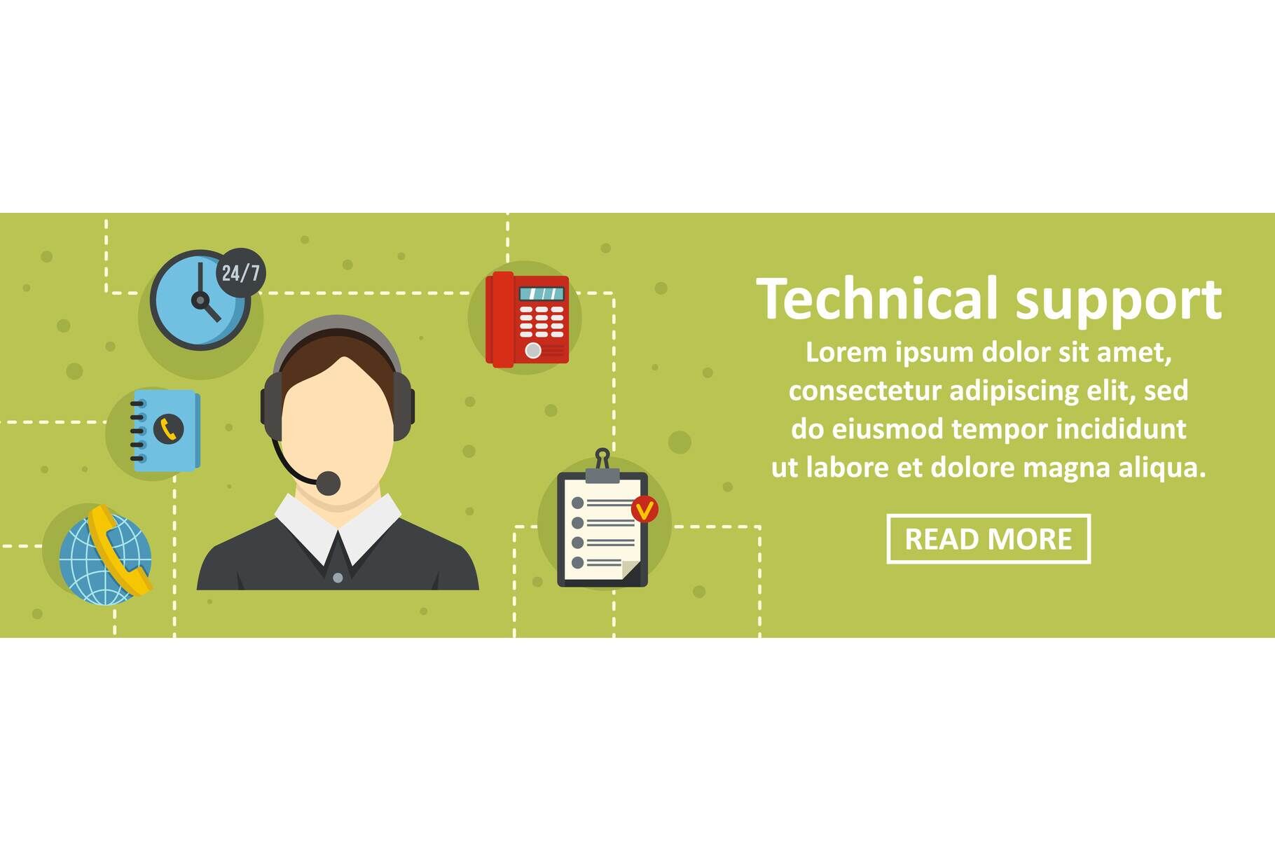 Technical support banner horizontal concept By Ylivdesign