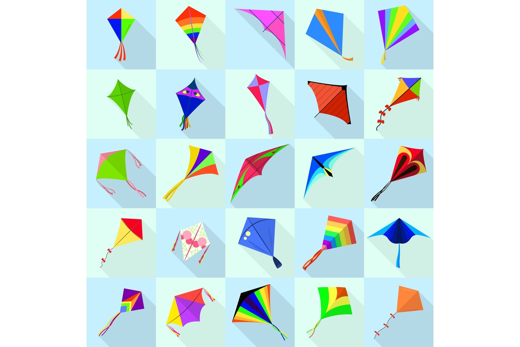 Kite icons set, flat style By Ylivdesign