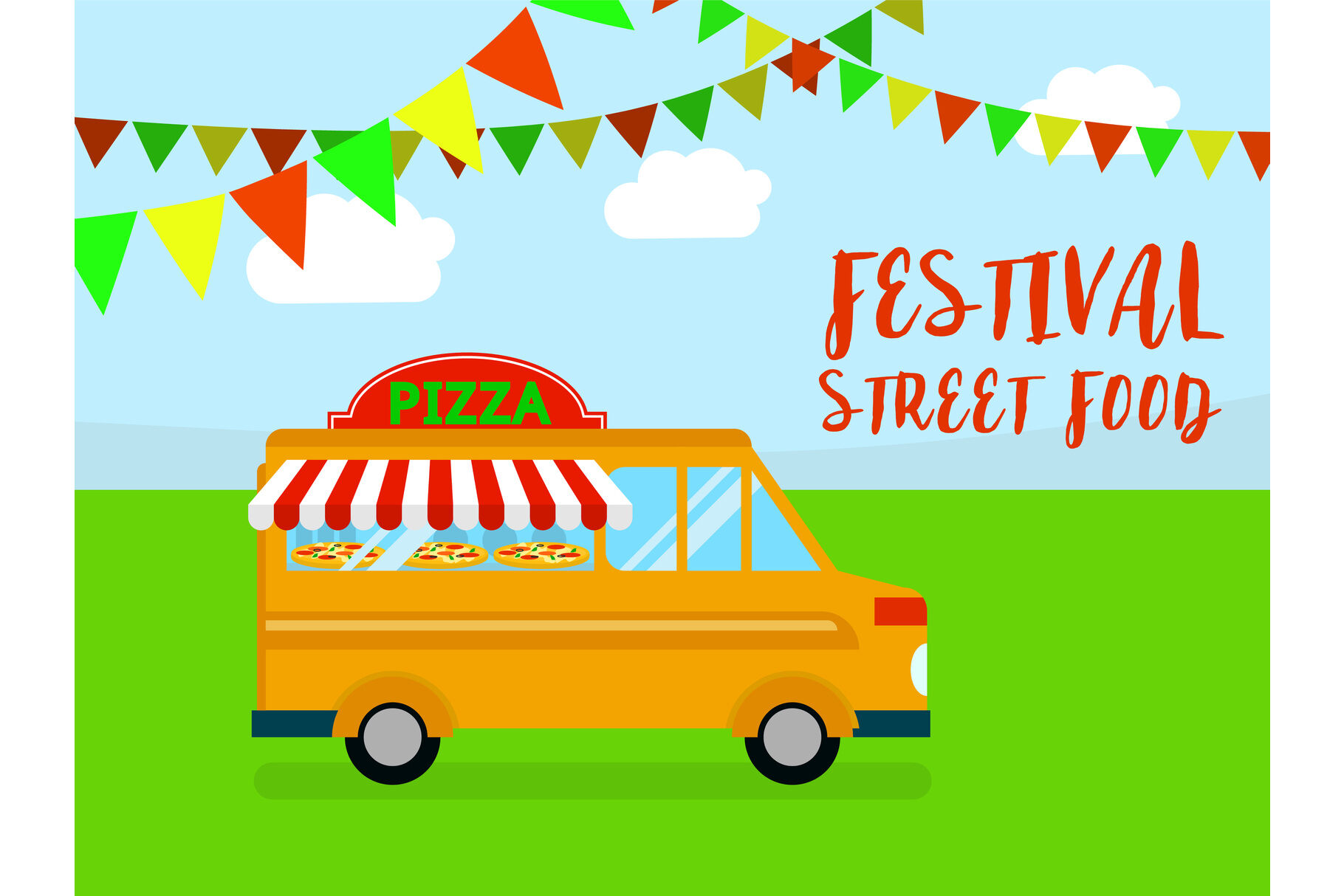 Festival of street food background, flat style By Ylivdesign ...