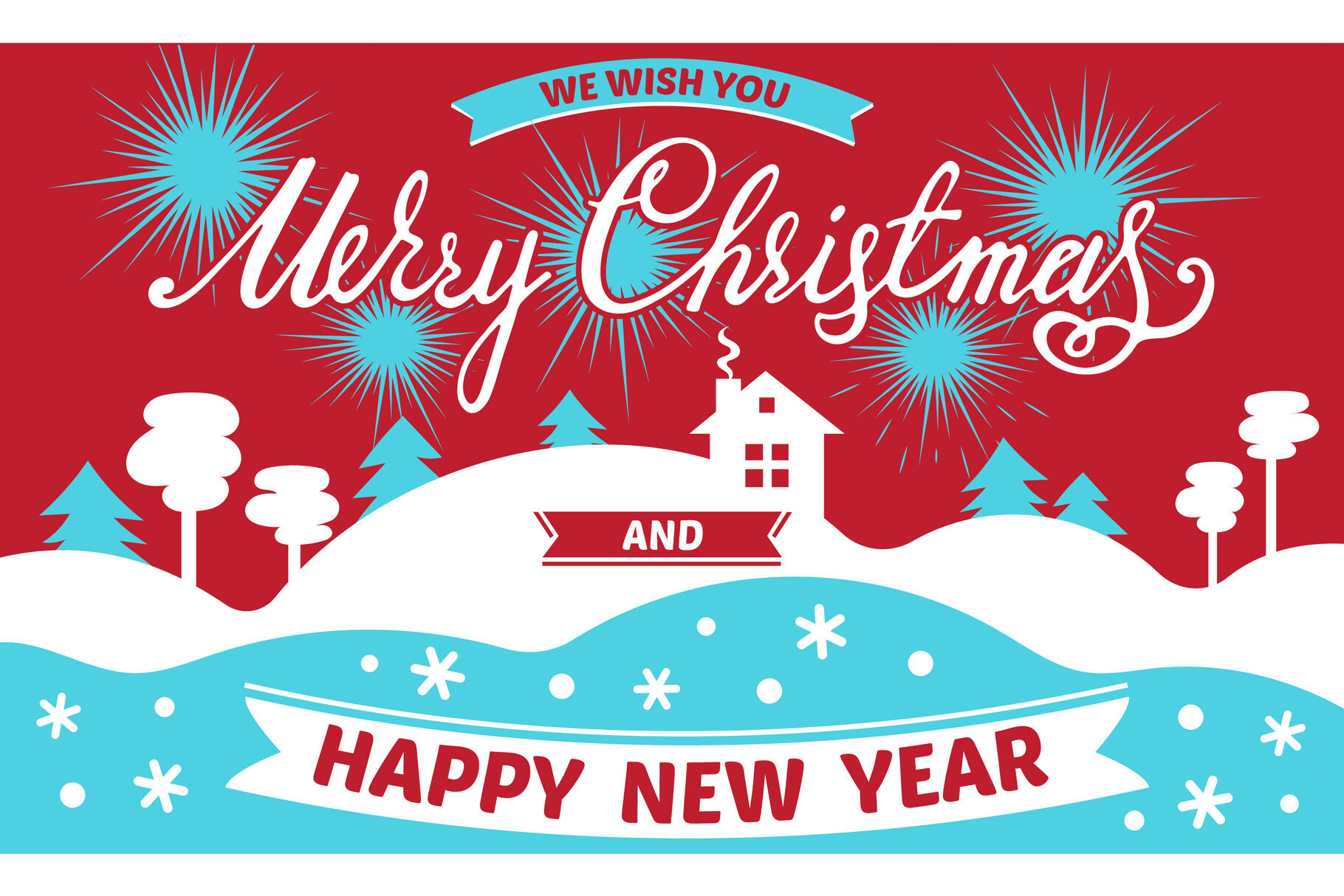 Merry Christmas Landscape Concept Banner Simple Style By Ylivdesign Thehungryjpeg Com